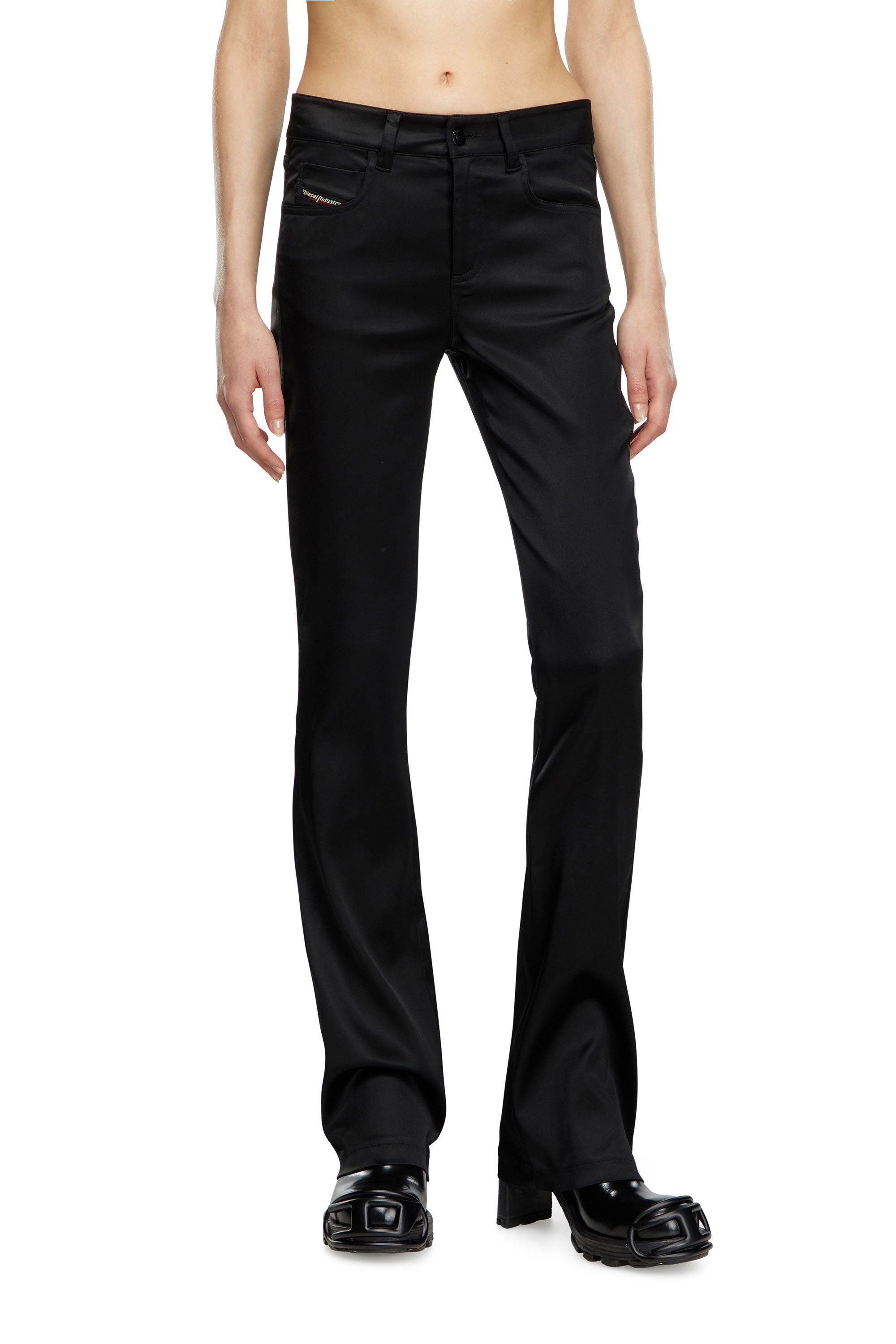Damen 5 Pocket Hose aus Stretch Satin Schwarz Diesel