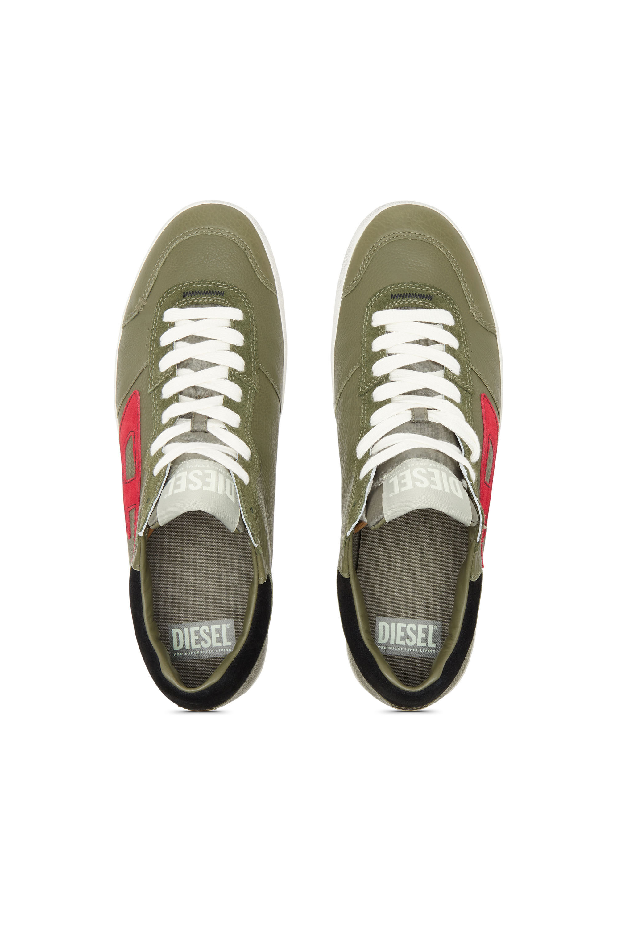 Diesel - S-LEROJI LOW, Man S-Leroji Low-Distressed sneakers in leather and suede in Green - Image 4