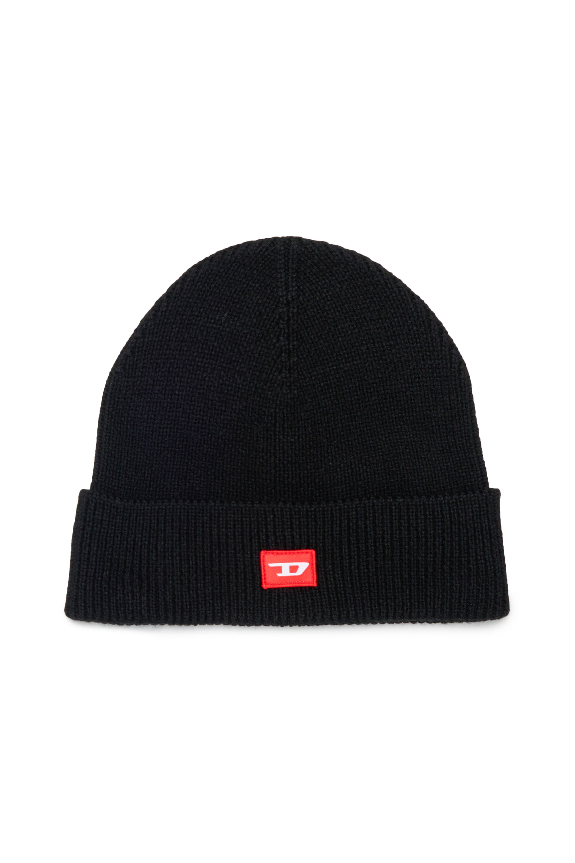 Diesel - FLOT, Unisex Beanie aus Wollmischung mit D Logo Patch in Schwarz - 1