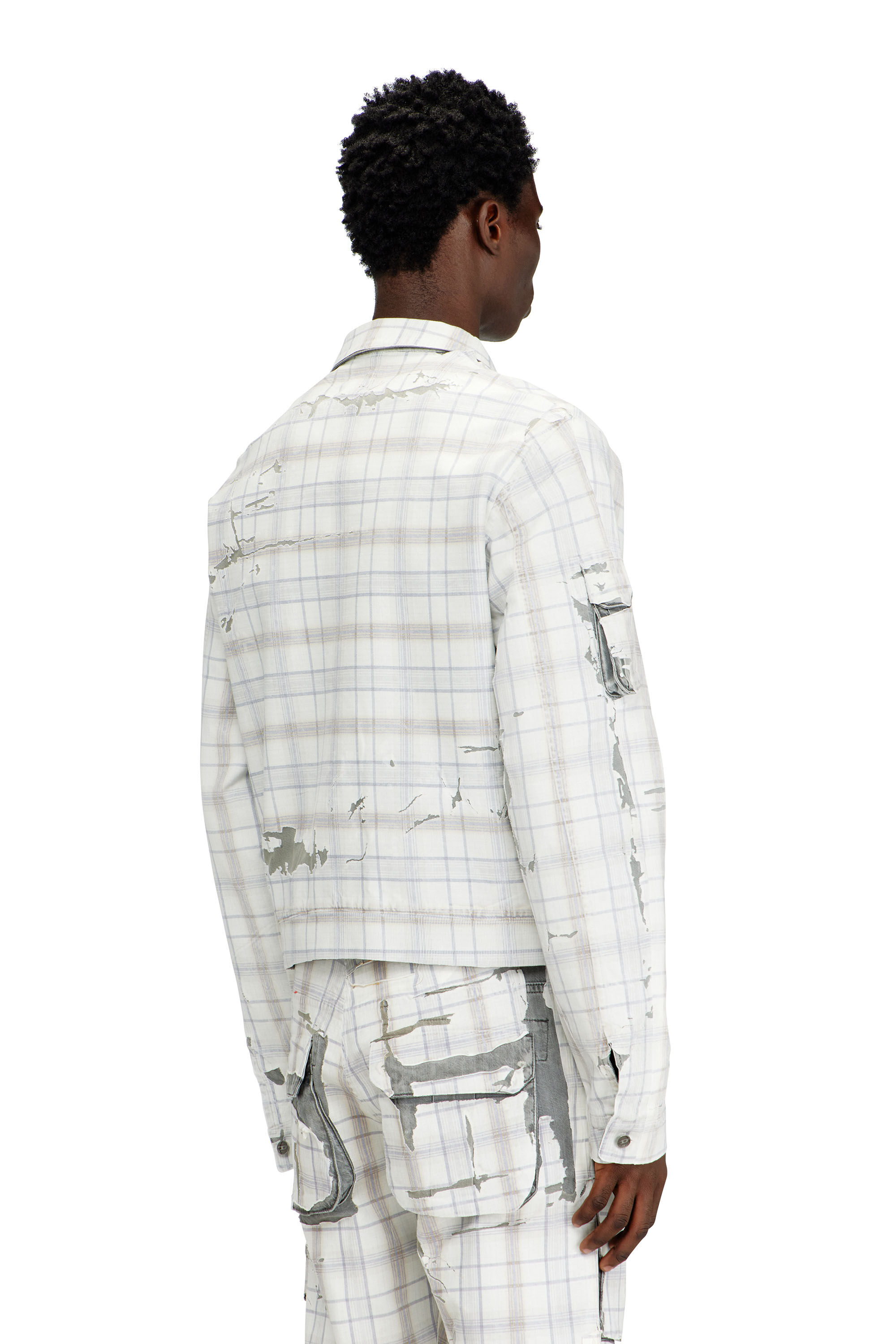 Diesel - D-VALEN-FSI1, Herren Jeansjacke mit Abzieheffekt in Grau - 4