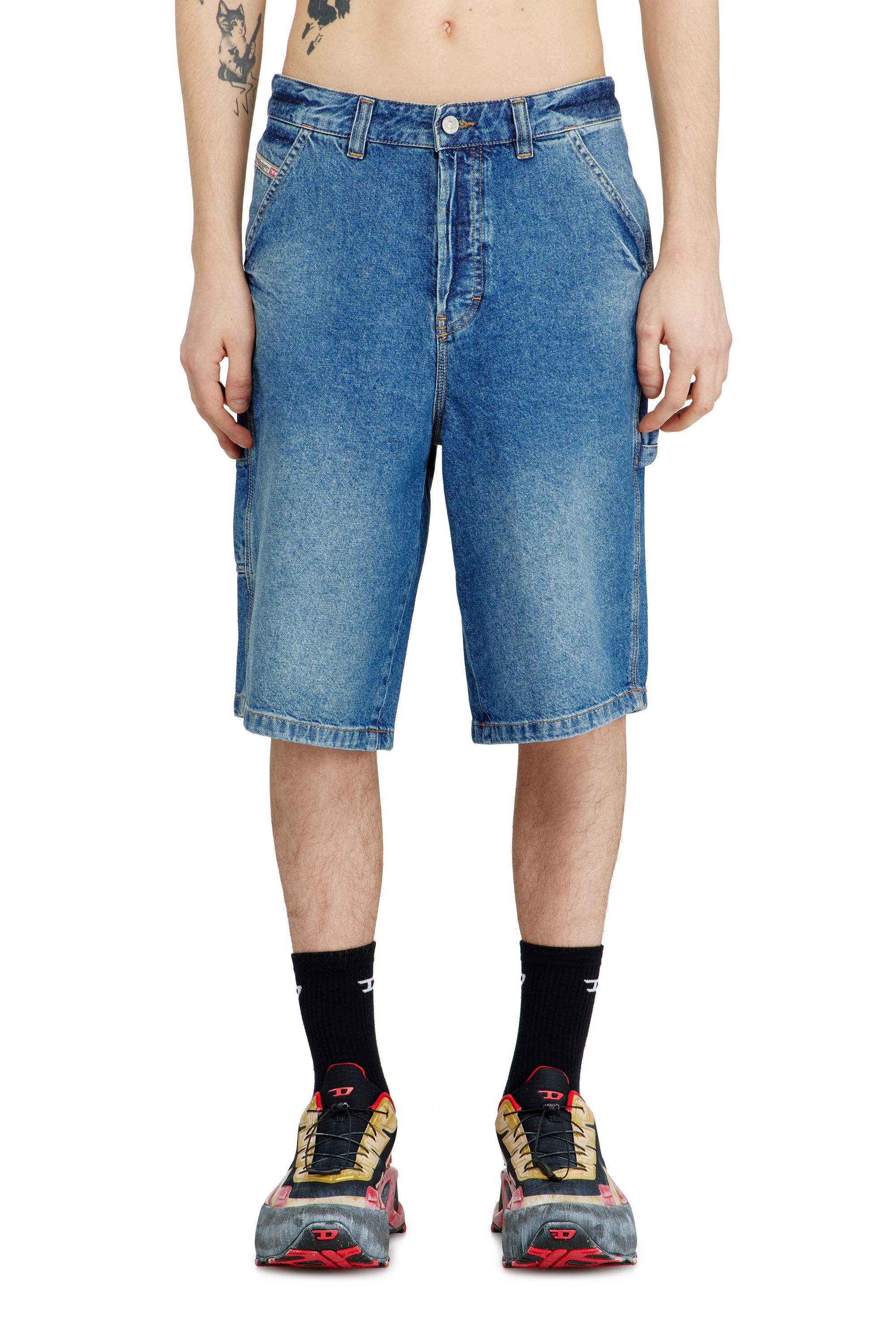 Diesel - D-LIVERY-W-SHORT, Herren Utility-Jeansshorts im Utility-Stil in Mittelblau - 3
