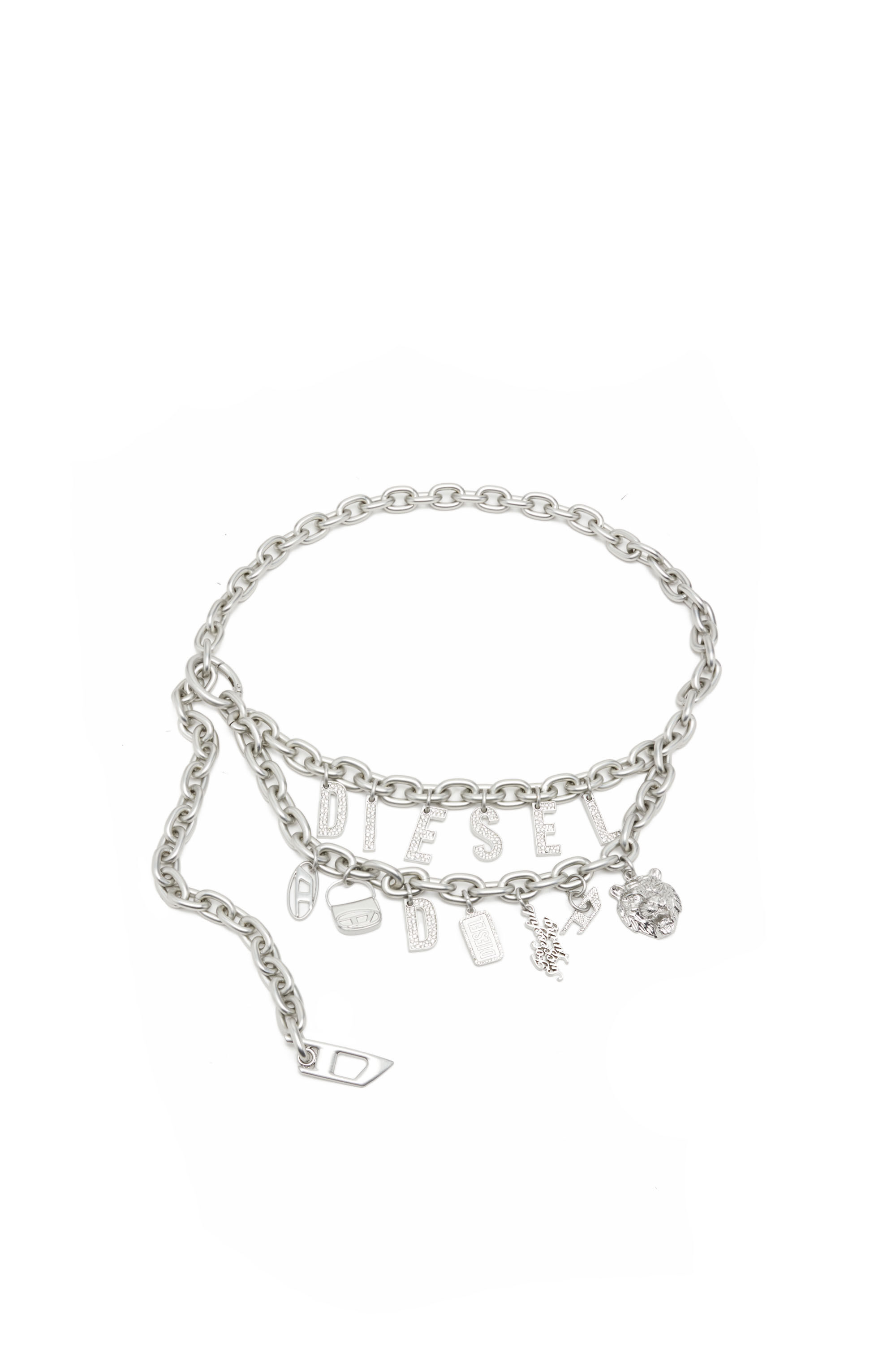 Diesel - HOSHI B-MULTICHARM CHAIN, Unisex Kettengürtel mit mehreren Anhängern in Silber - 1