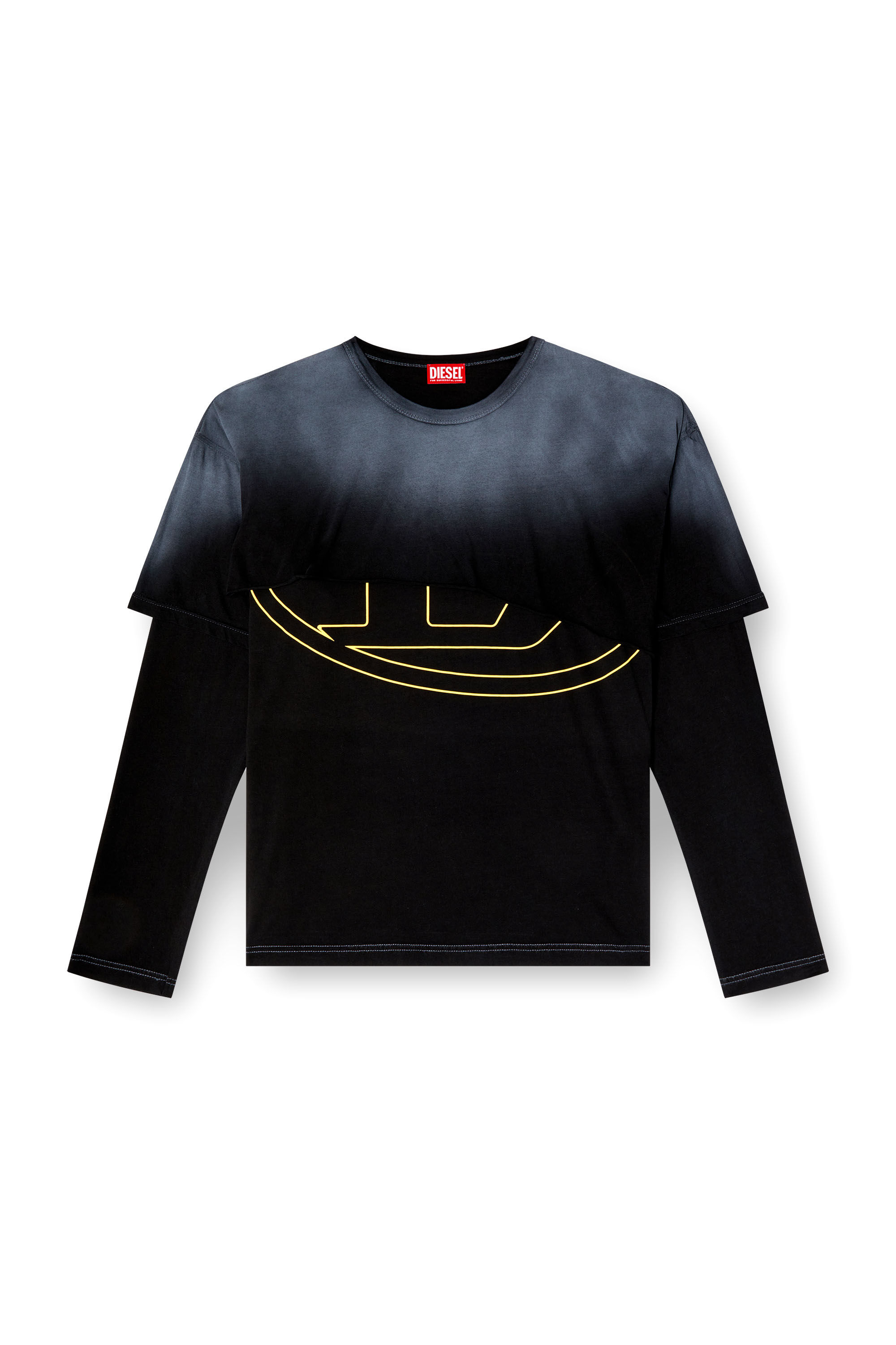 Diesel - T-BESH-CUT, Herren Mehrlagiges Destroyed-Langarm-T-Shirt in Schwarz - 2