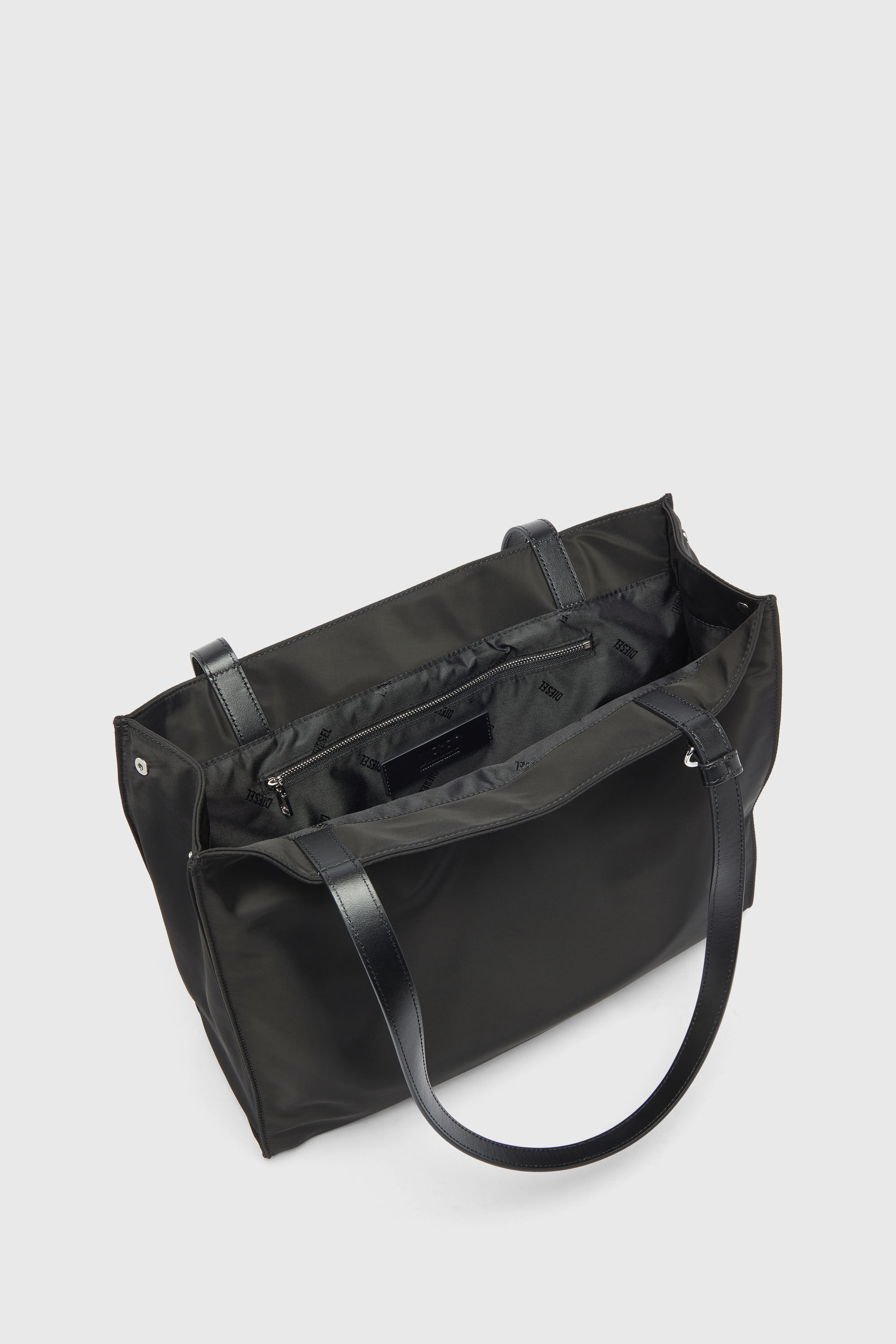Diesel - 1DR TOTE E/W, Unisex 1DR - Einkaufstasche aus nylon mit lederklappe in Schwarz - 3