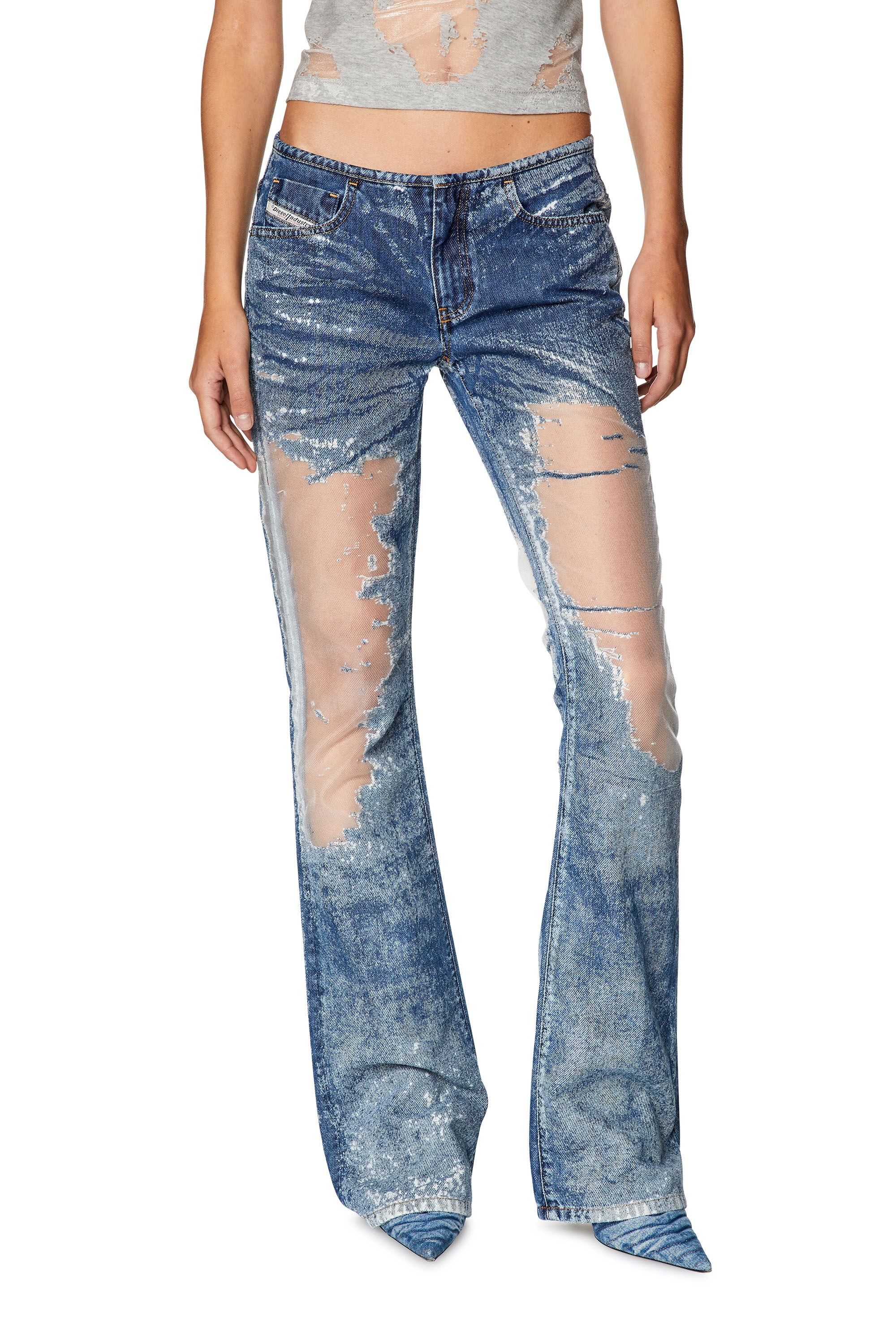 Diesel - Bootcut and Flare Jeans D-Shark 068JH, Mittelblau - Image 3