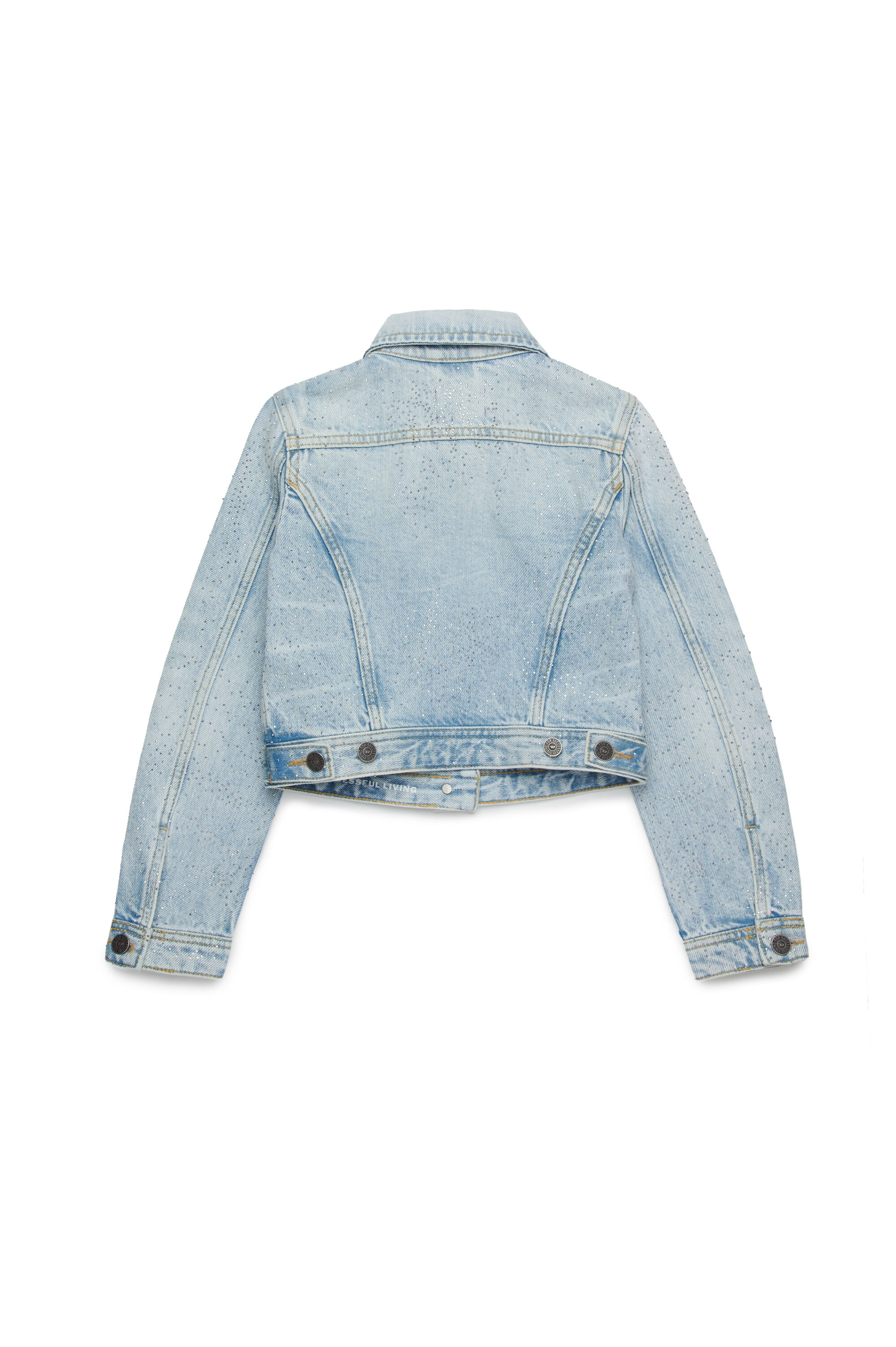 Diesel - JSLIMMY-J, Damen Truckerjacke aus Denim mit Mikrosteinen in Hellblau - 2