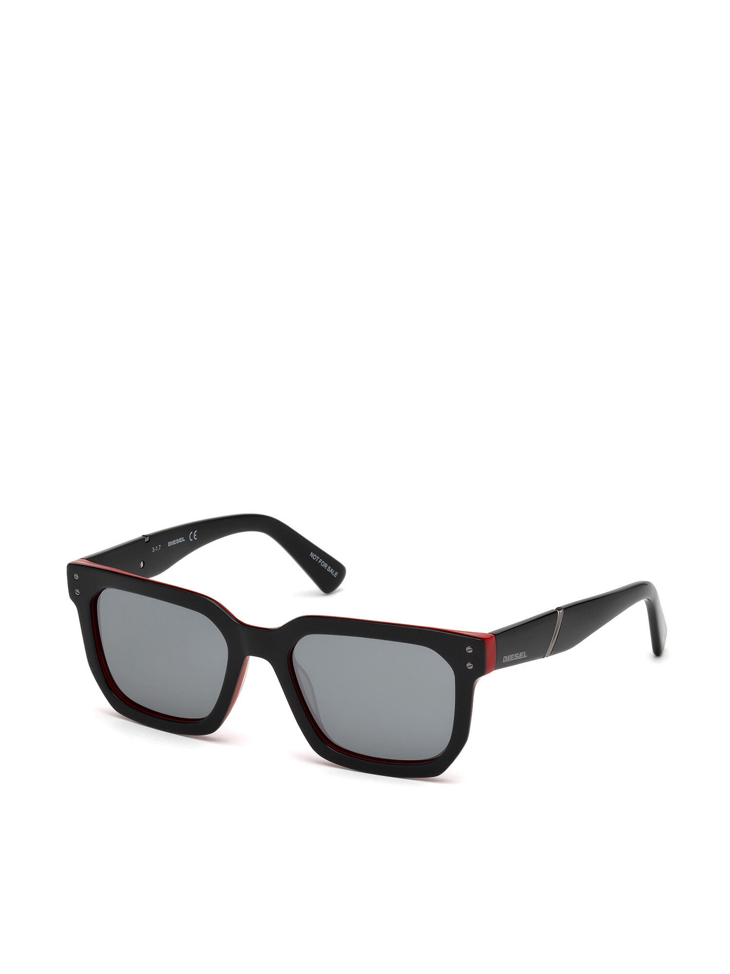 Diesel - DL0253, Herren Sonnenbrille mit gerieftem Finish auf der Innenseite in Schwarz/ Rot - 5