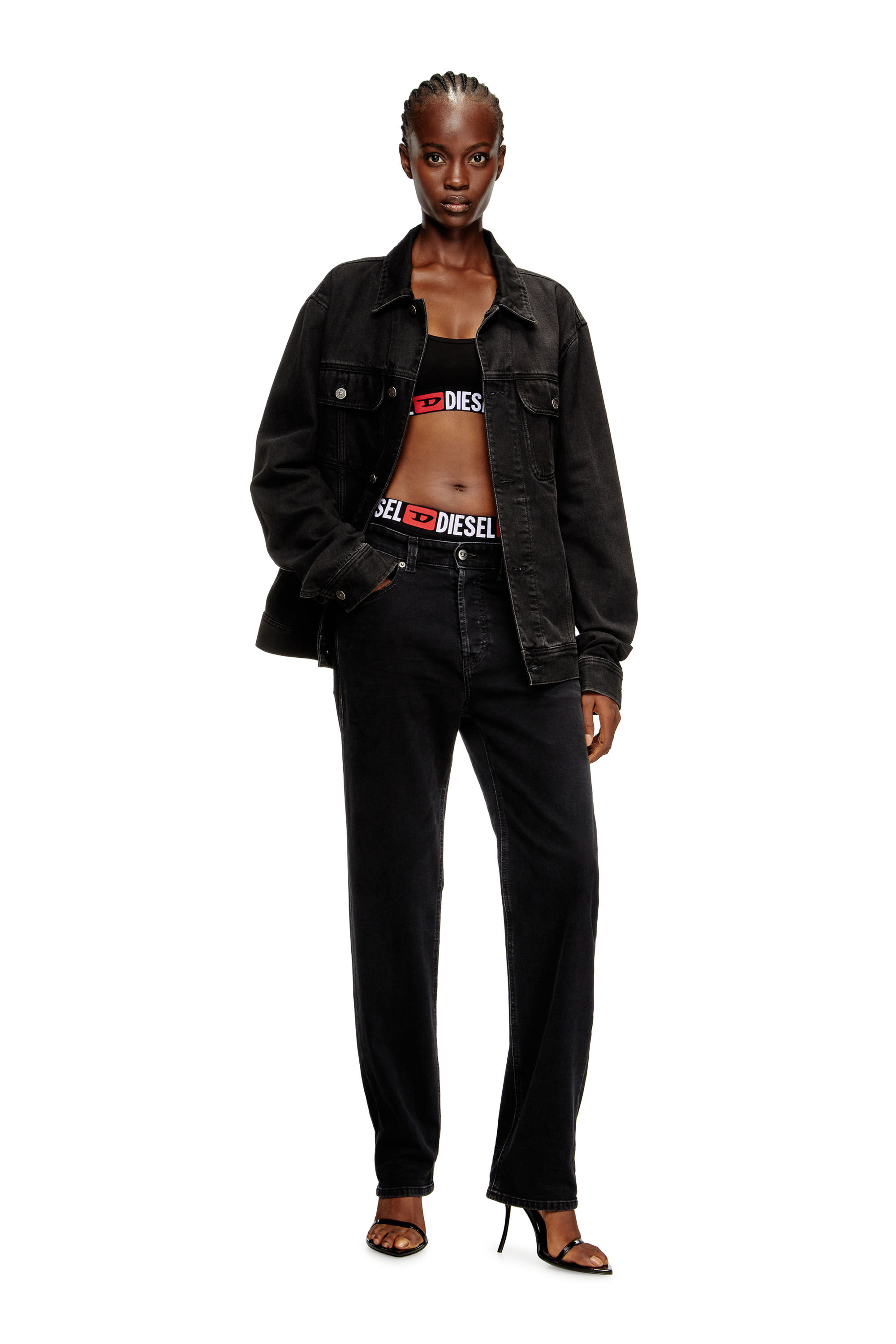 Diesel - UFSB-ORIBA, Damen Bralette mit Logoband in Schwarz - 6