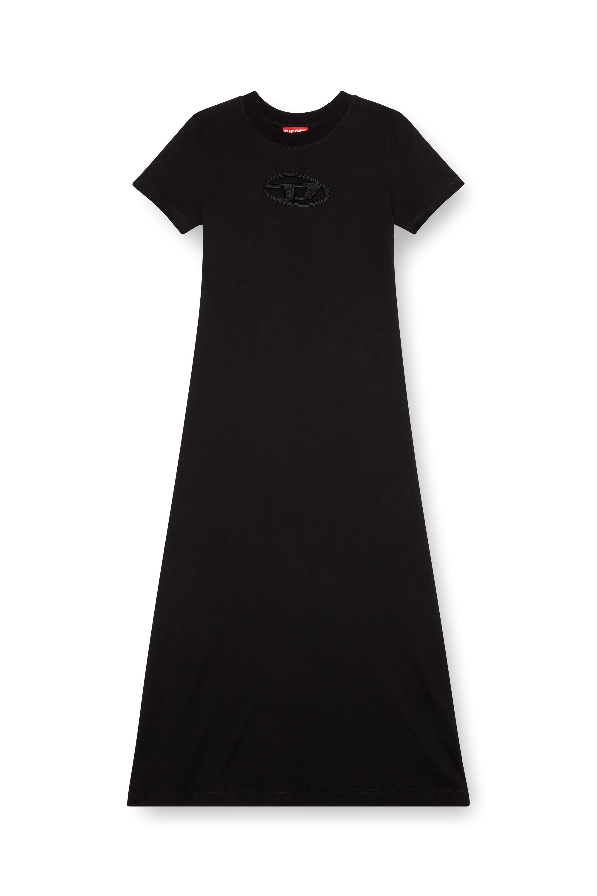Diesel - D-ALIN-OD, Damen T-Shirt-Kleid mit D-Stickerei in Schwarz - 2