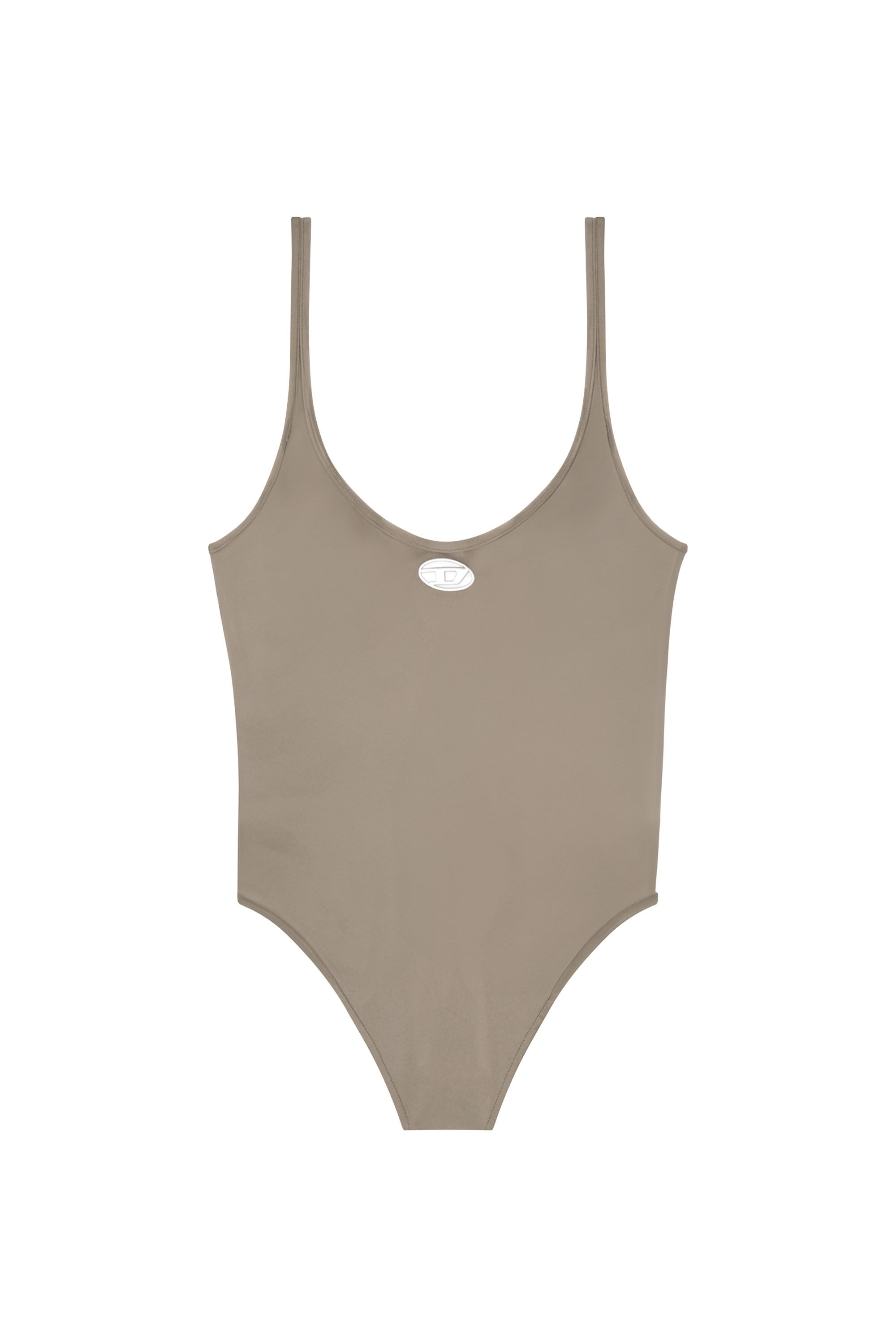Diesel - MEGAN-UTLT, Damen Mikrofaser-Bodysuit mit ausgeschnittenem Logo in Braun - 2