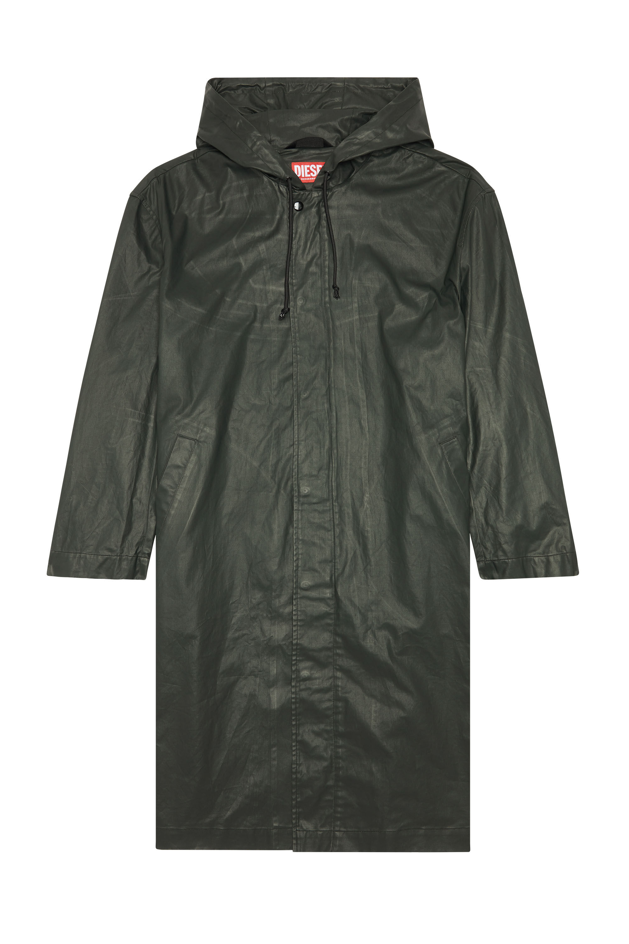 Diesel - J-COAT, Man Long jacket in coated cotton twill in Black - Image 2