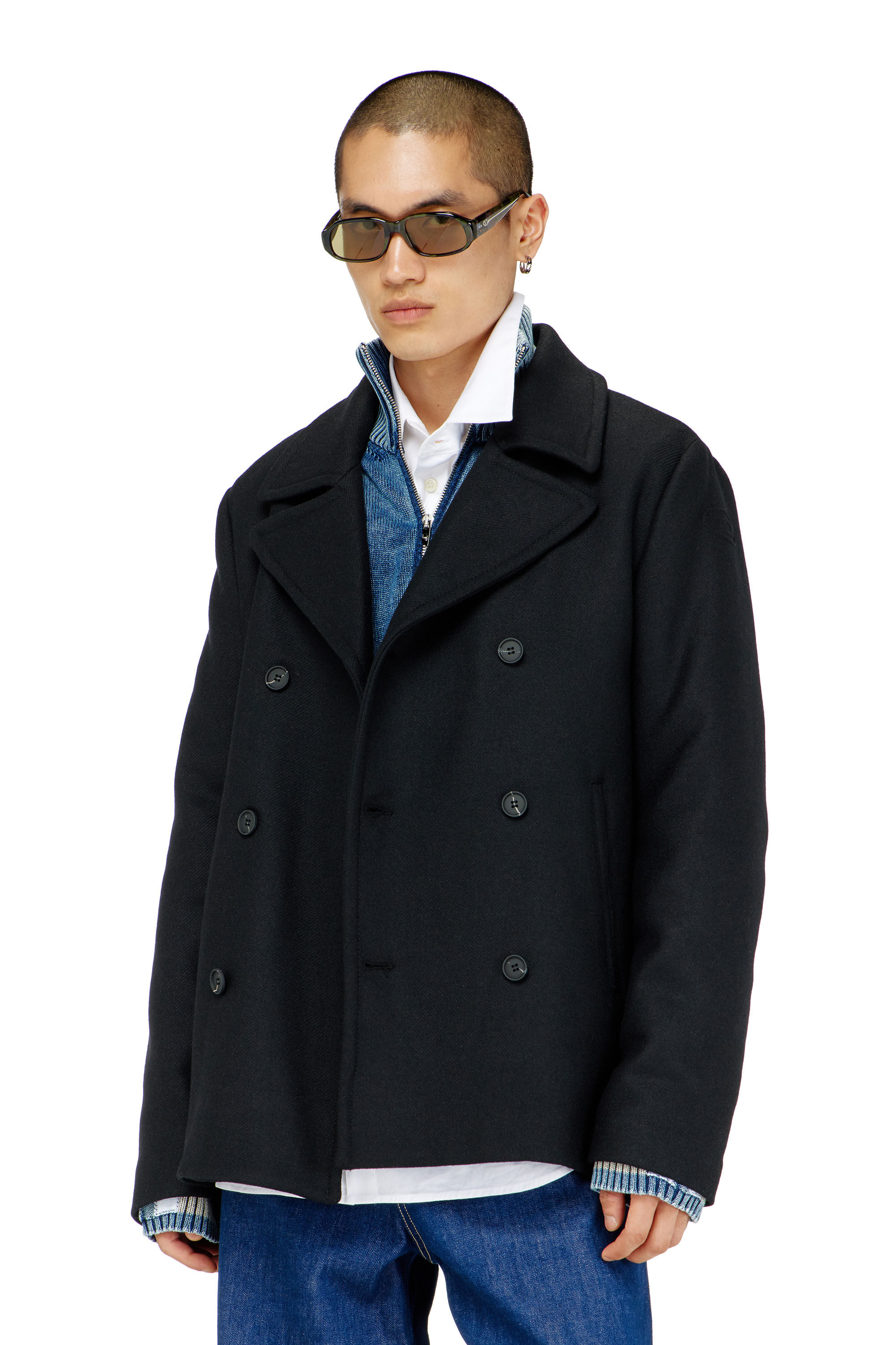 Diesel - W-HALEY-WRD, Herren Cabanjacke aus gefilztem Wollgemisch in Schwarz - 3