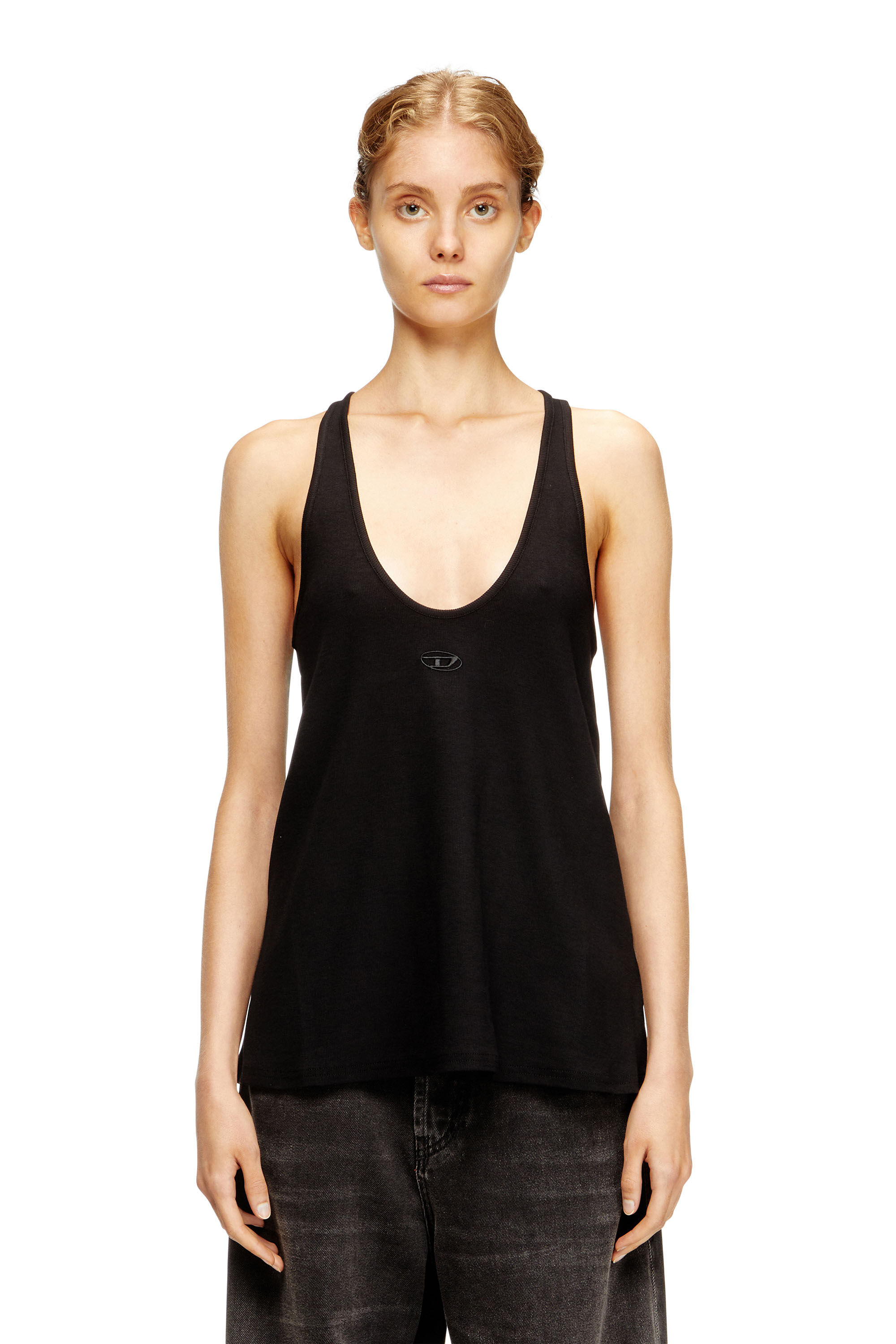 Diesel - T-IPSYA-LKDS, Damen Geripptes Tanktop mit Oval D in null - 1