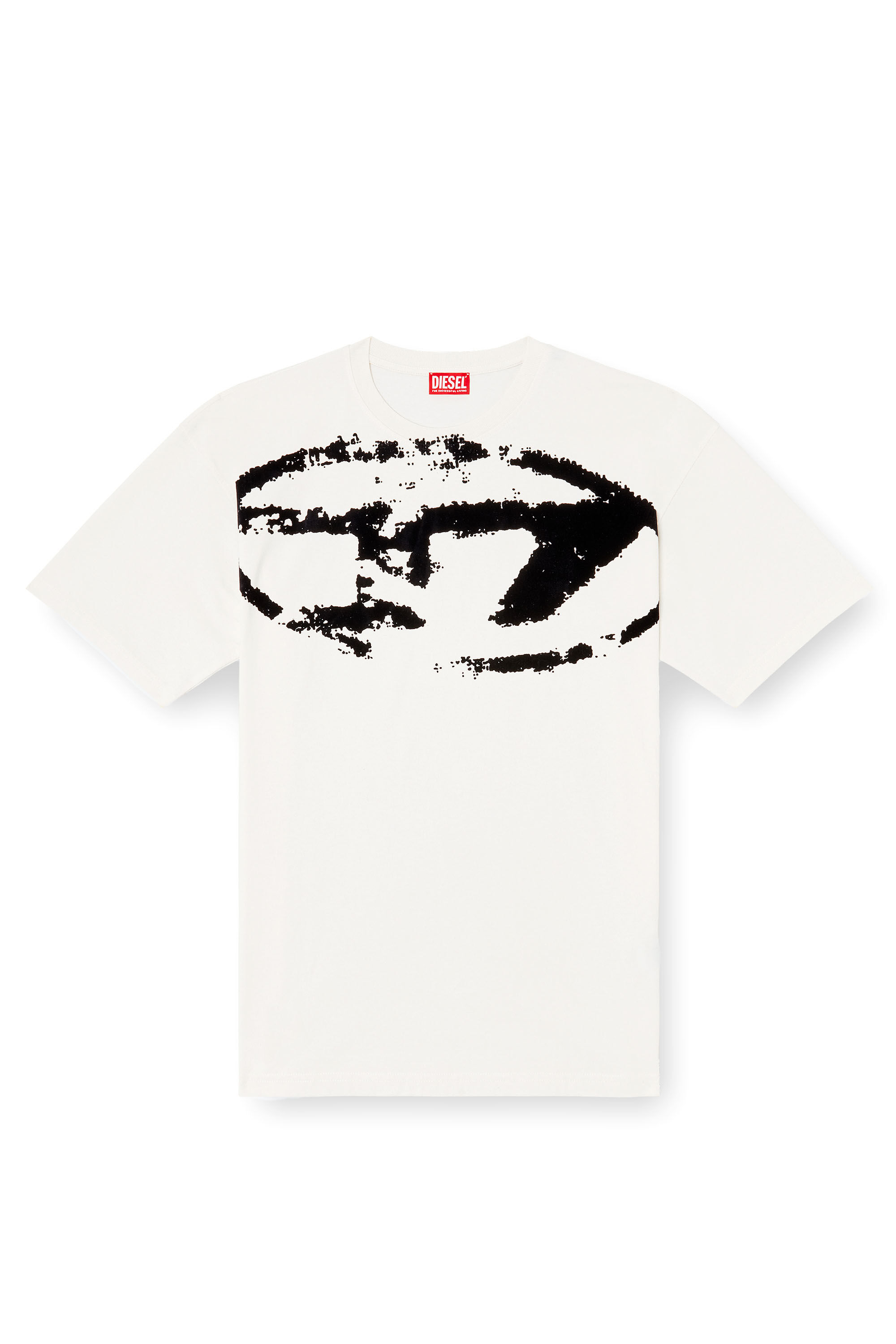 Diesel - T-BOXT-N14, Herren T-Shirt mit beflocktem Distressed-Logo in Weiss/Schwarz - 2