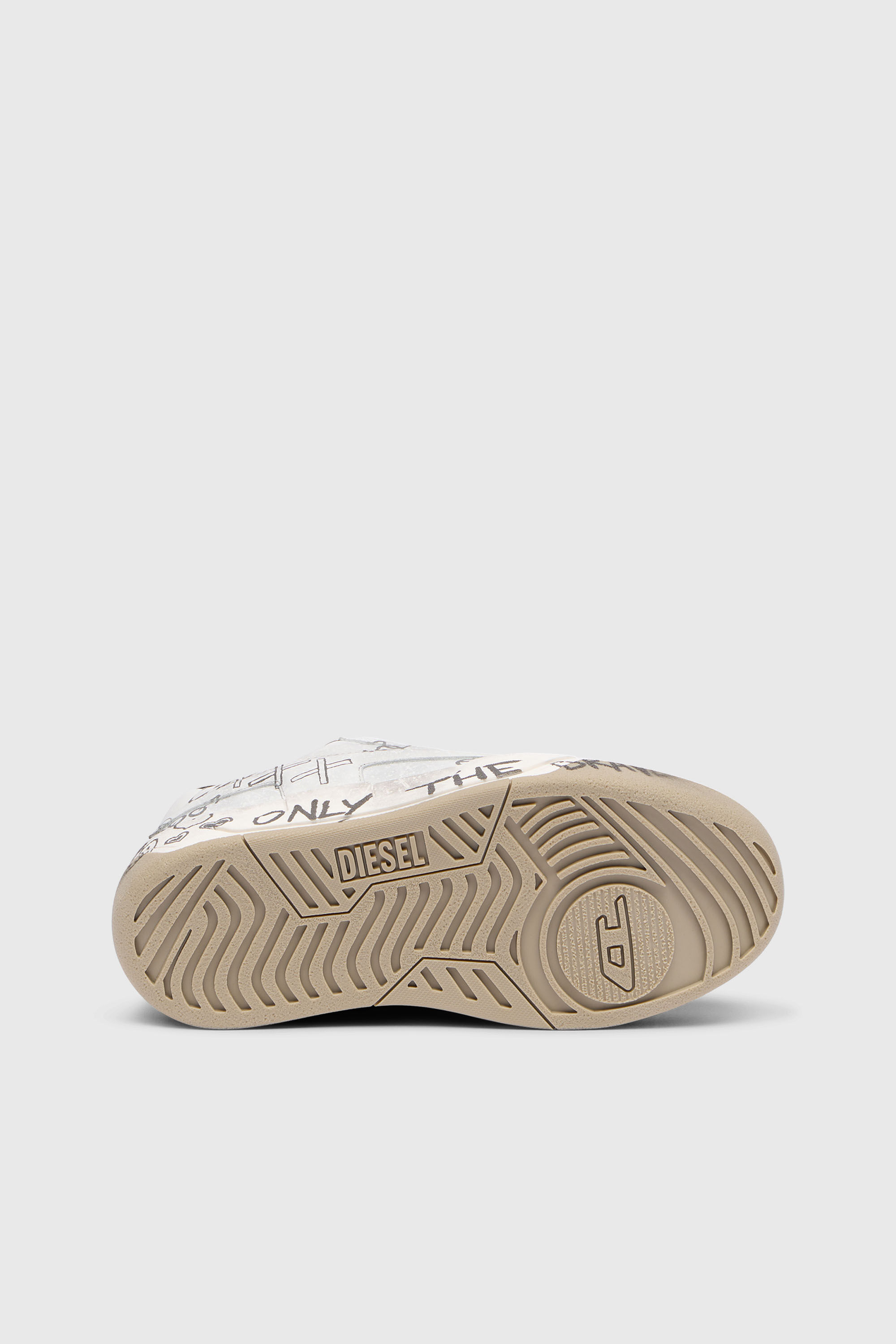 Diesel - S-D-OLLIE LOW W, Damen D-Ollie-Ledersneaker mit Graffiti-Print in Wei&szlig;/Braun - 5