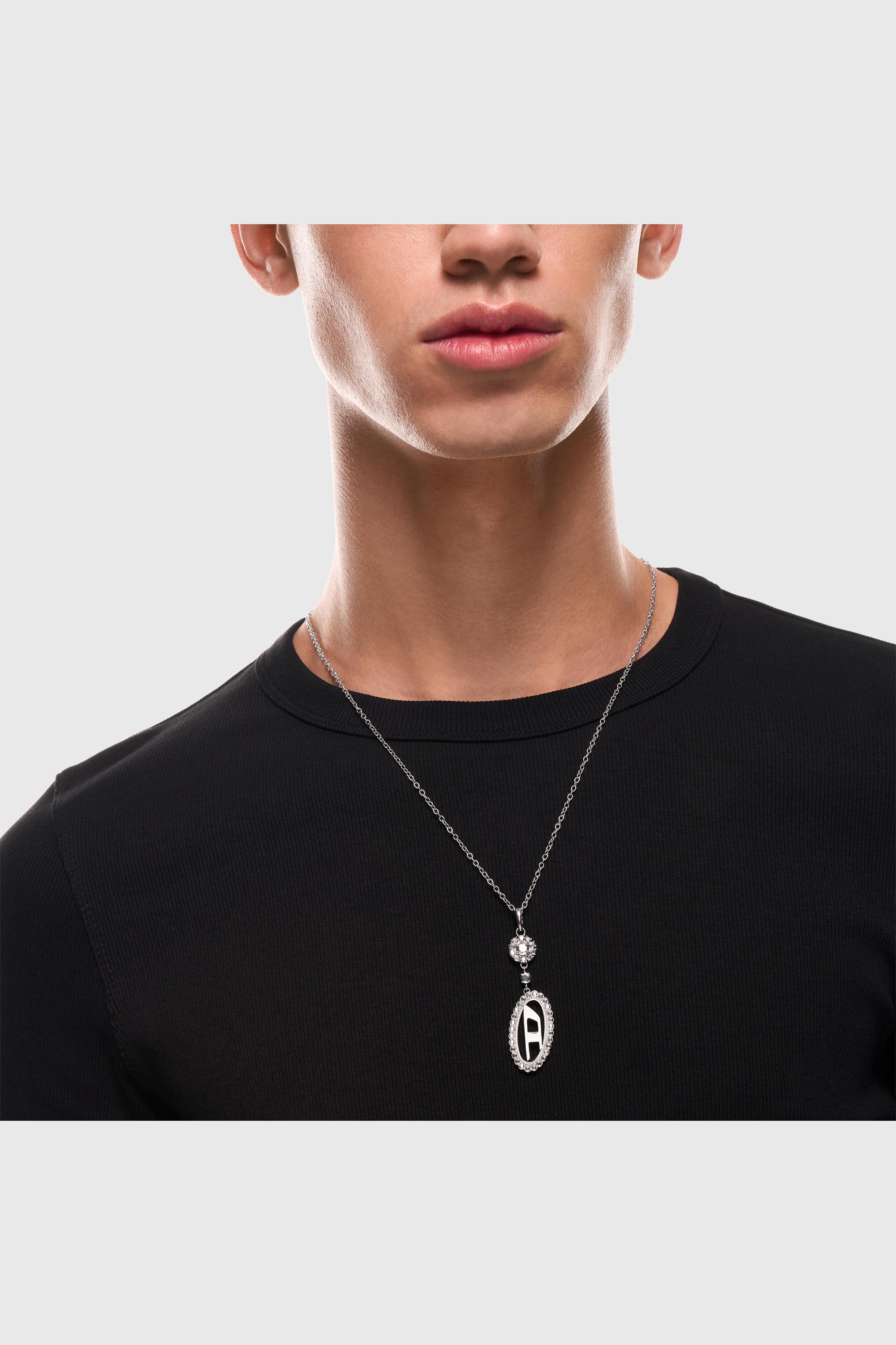 Diesel - DX1750040, Unisex Halskette aus Edelstahl mit Pav&eacute;-Anh&auml;nger in Silber - 5
