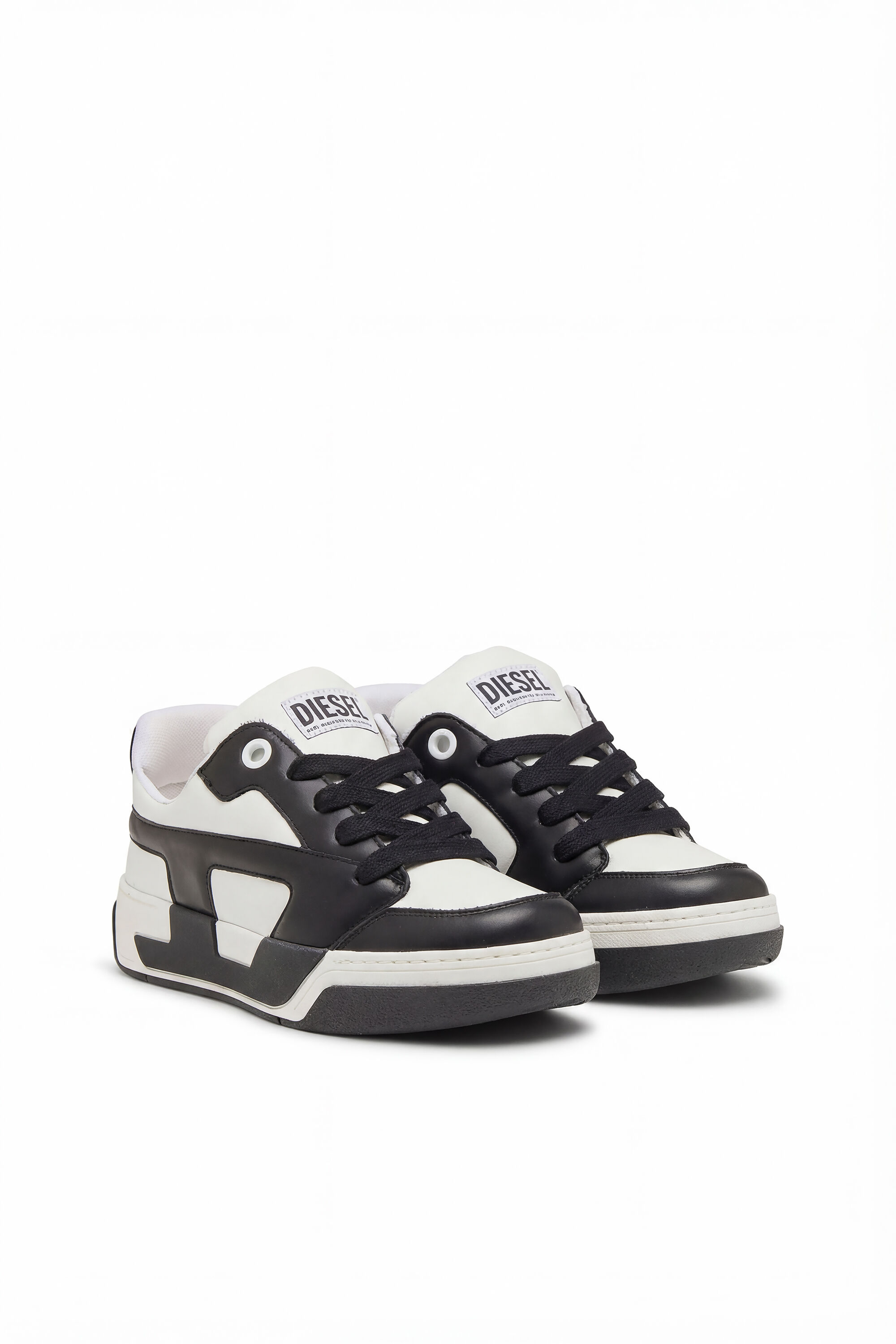 Diesel - S-D-OLLIE LOW, Herren D-Ollie-Sneakers aus Leder im Colour-Block-Design in Wei&szlig;/Schwarz - 2