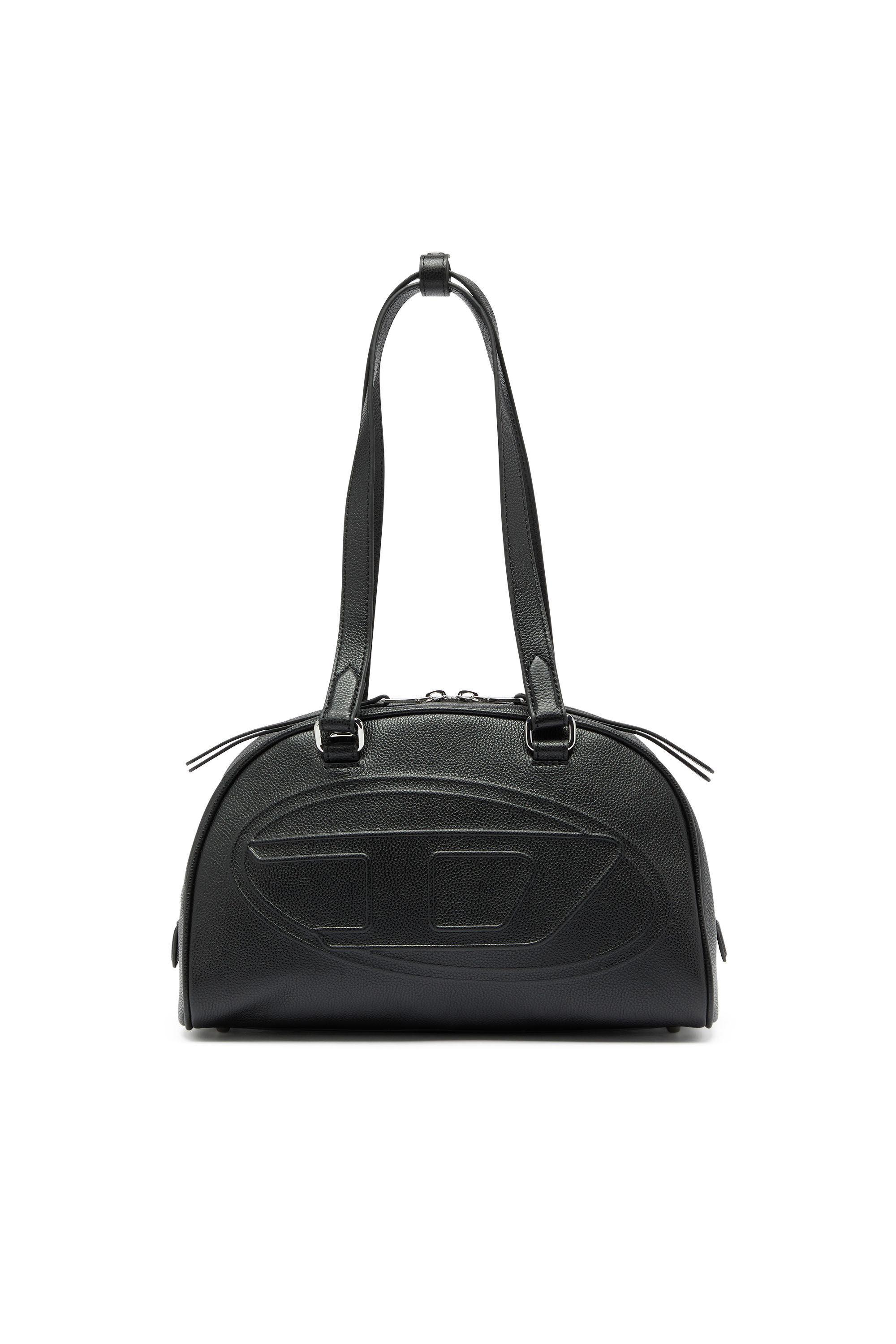 Diesel - 1DR DOME SHOULDER, Unisex 1DR Dome - Boston Bag aus Leder mit gepr&auml;gtem Logo in Schwarz - 2