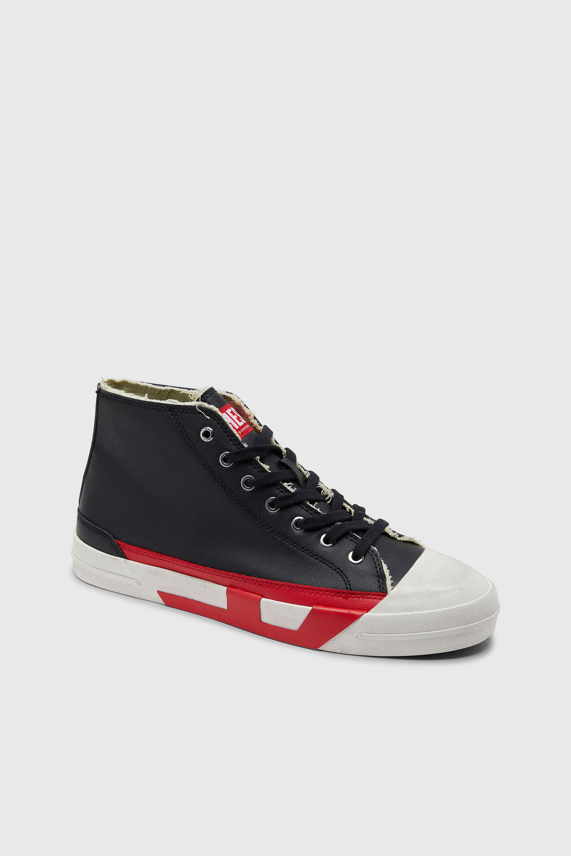 Diesel - S-D-VERSE MID II, Herren S-D-Verse- Vulkanisierte Schuhe mit D-Logo in Schwarz/ Rot - 6