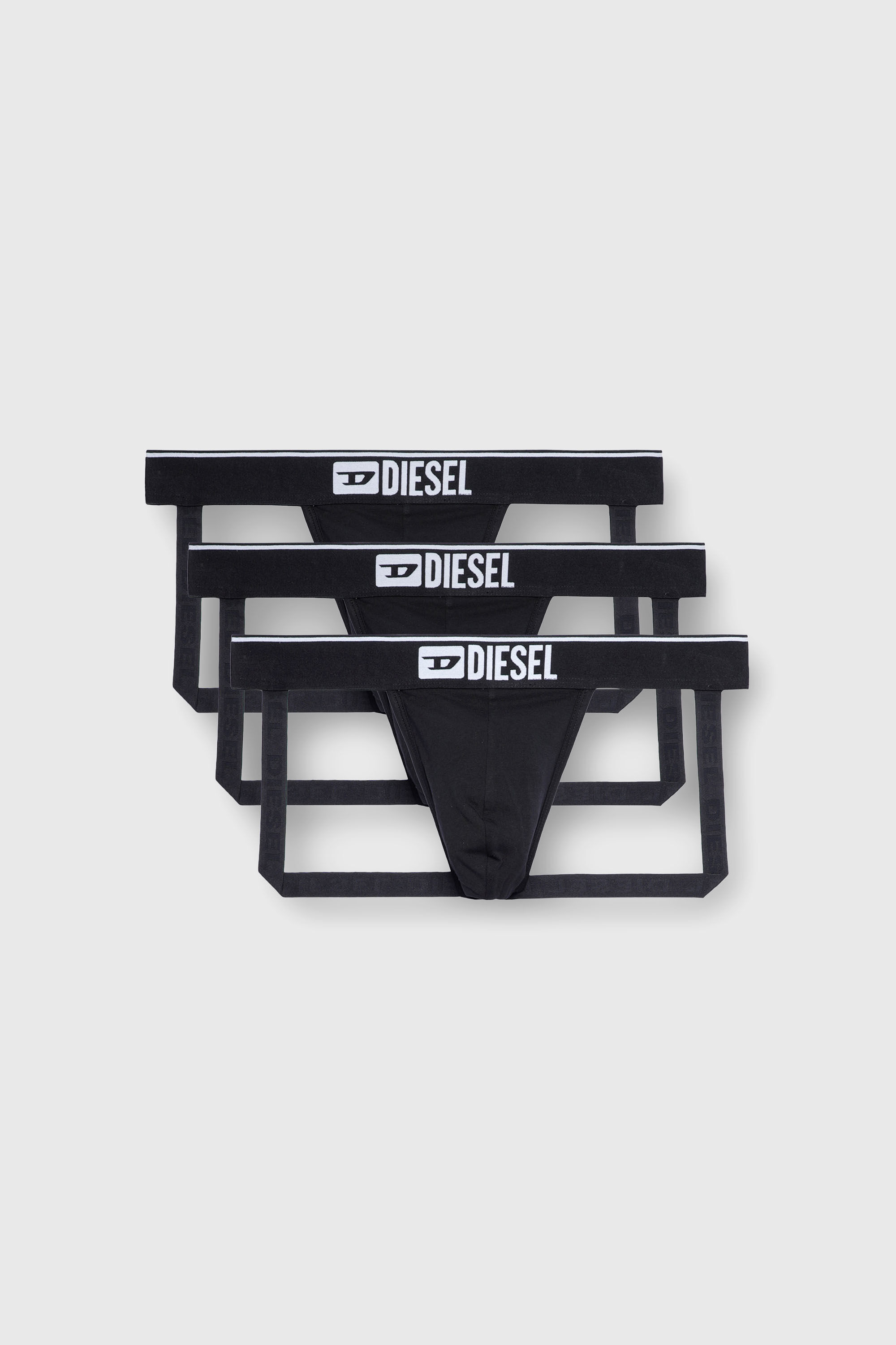 Diesel - UMBR-JOCKYTHREEPACK, Herren Jockstraps im Dreierpack mit Logo vorn in Schwarz - 2