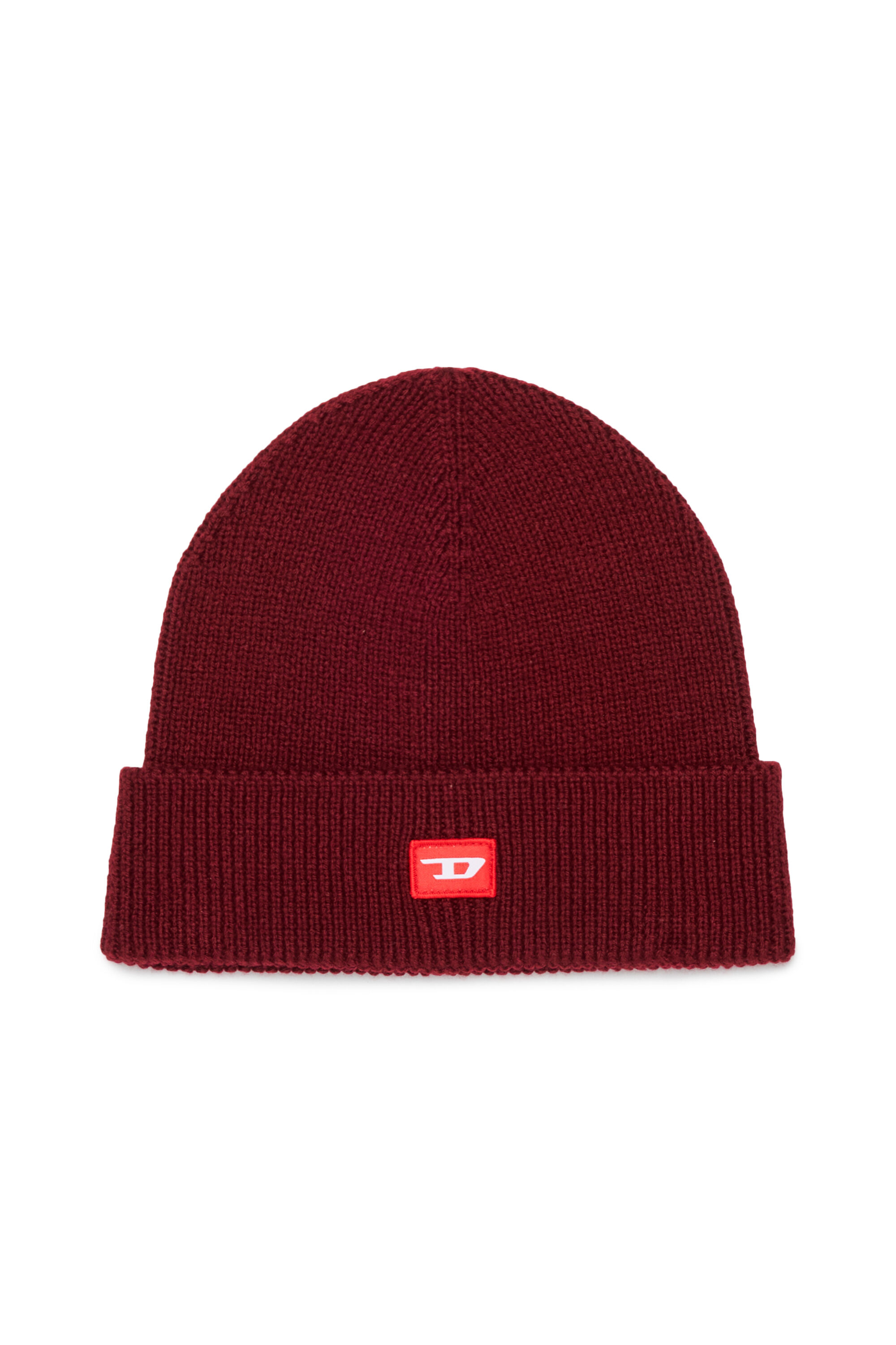 Diesel - FLOT, Unisex Beanie aus Wollmischung mit D Logo Patch in Rot - 1