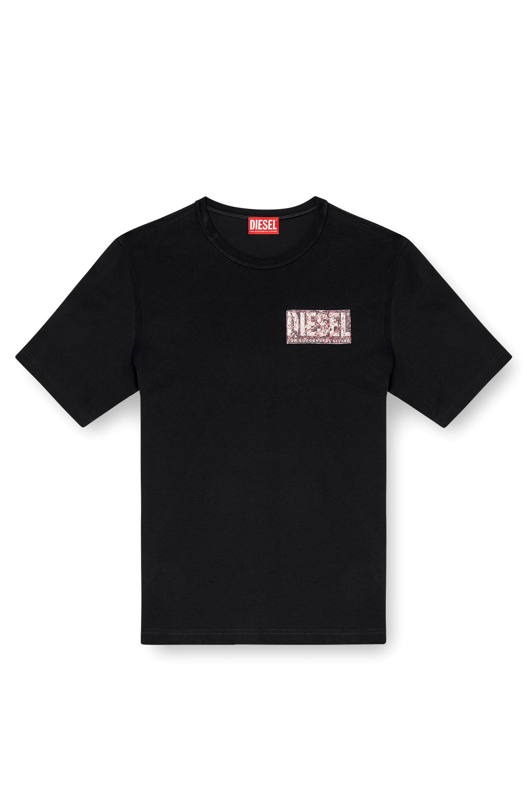 Diesel - T-ADJUST-R19, Herren T-Shirt mit Gabardine-Patch-Logo in Schwarz - 2