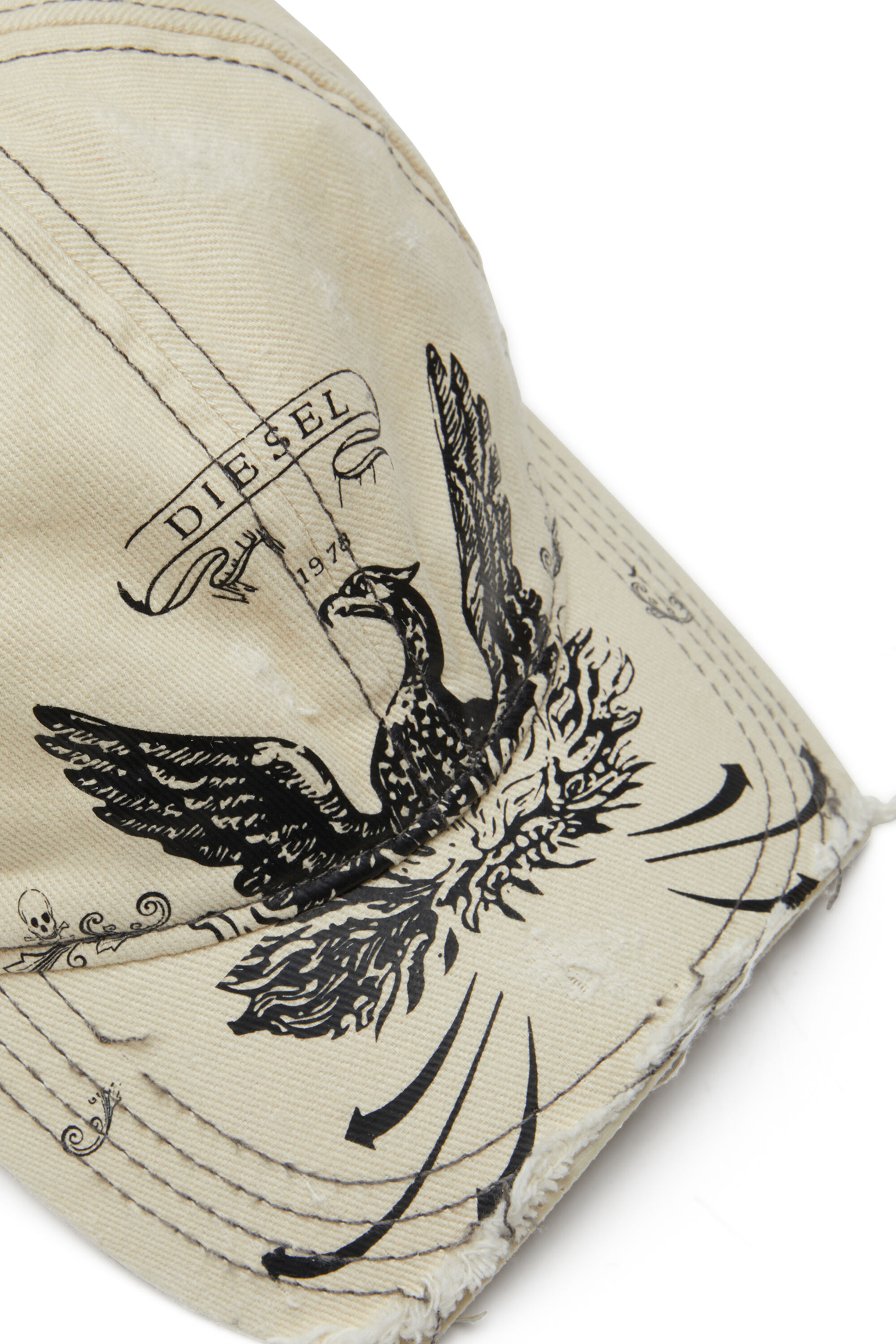 Diesel - C-FENIX, Herren Vielgetragene Basecap mit Phoenix-Print in Weiß - 3