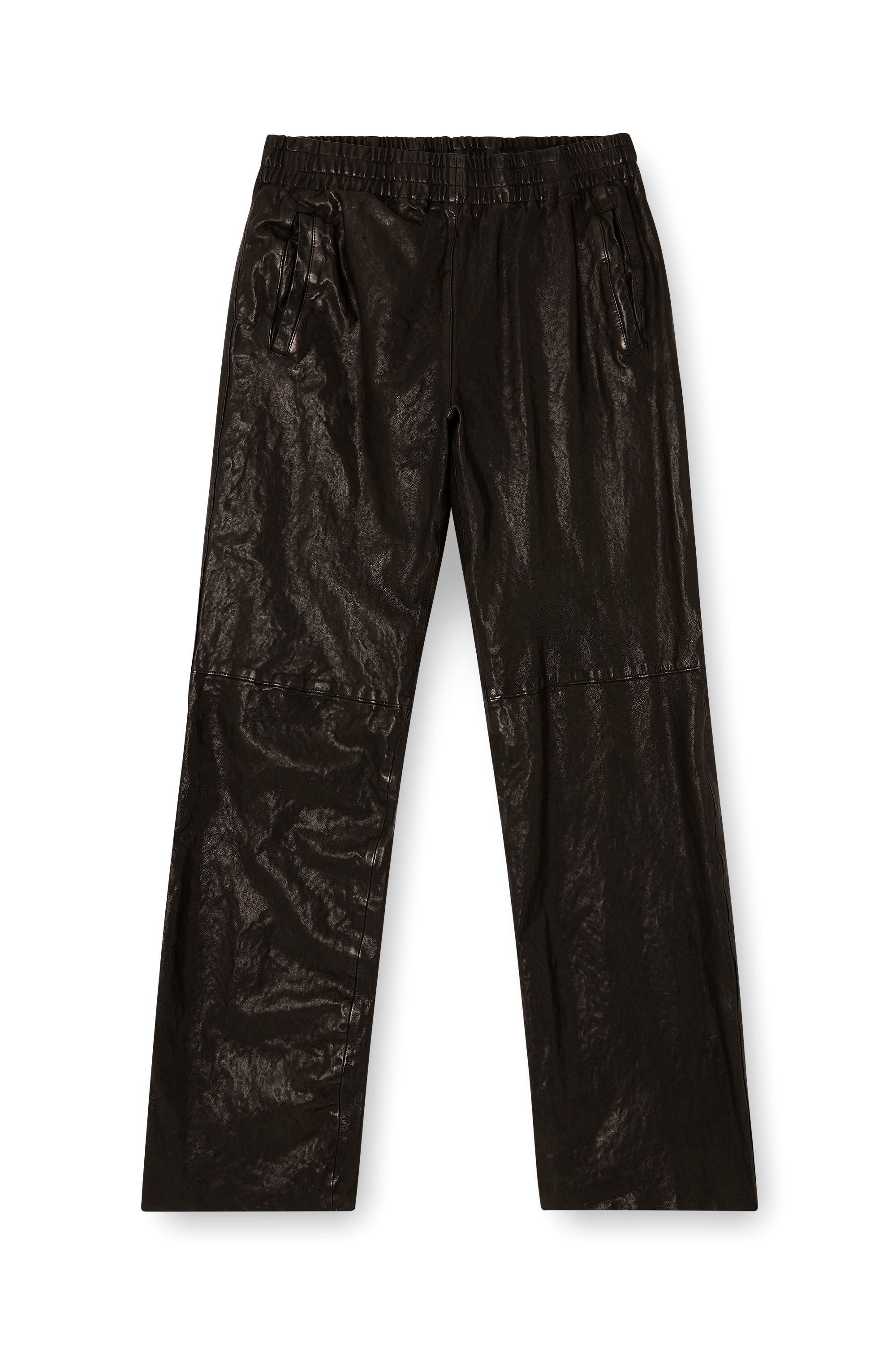 Diesel - P-BRU, Herren Elastische Hose aus thermischem Leder in Schwarz - 2
