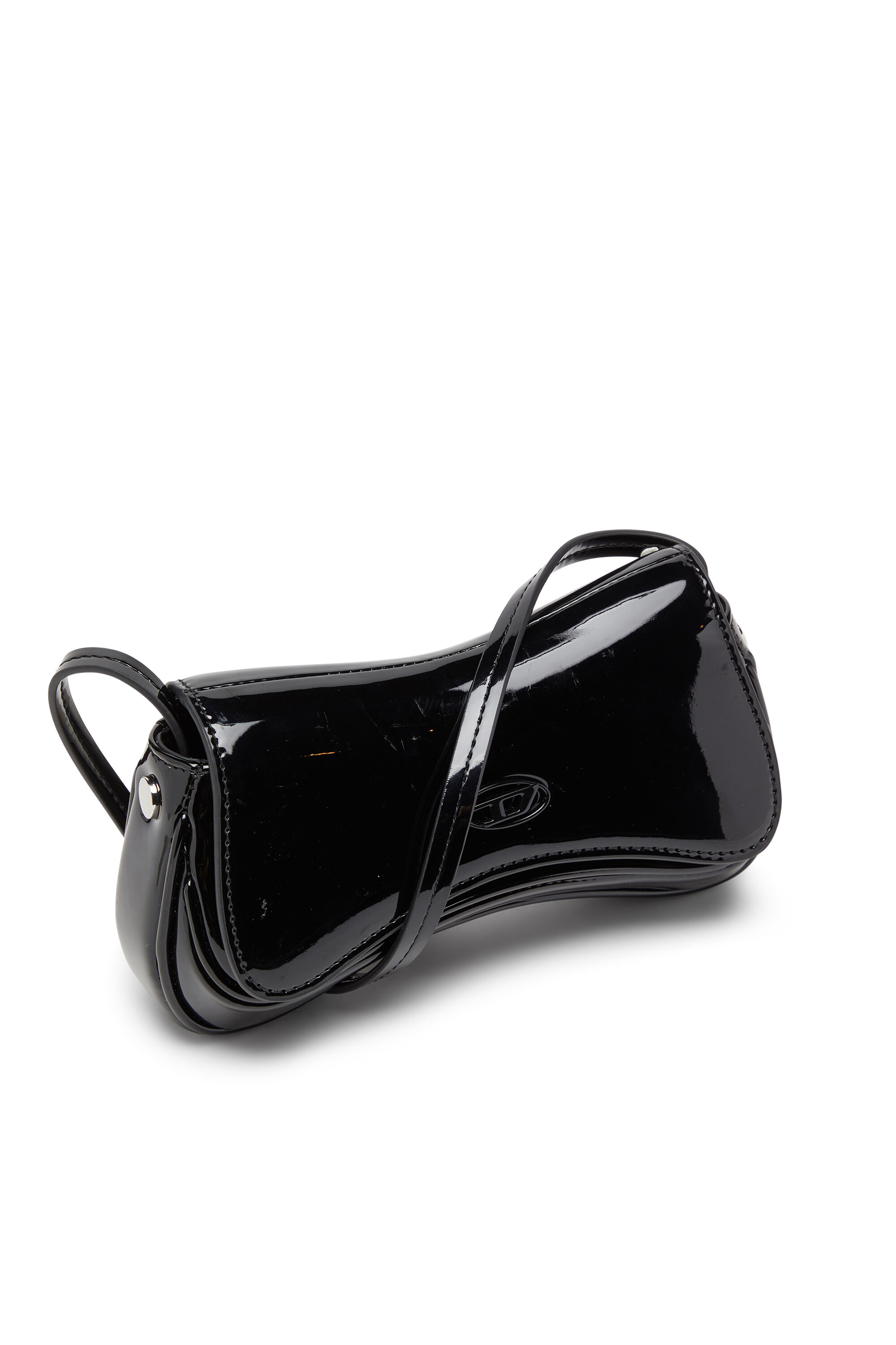 Diesel - PLAY CROSSBODY XS, Damen Play-Kleine Umhängetasche aus glänzendem PU in Schwarz/Flash mirror - 5