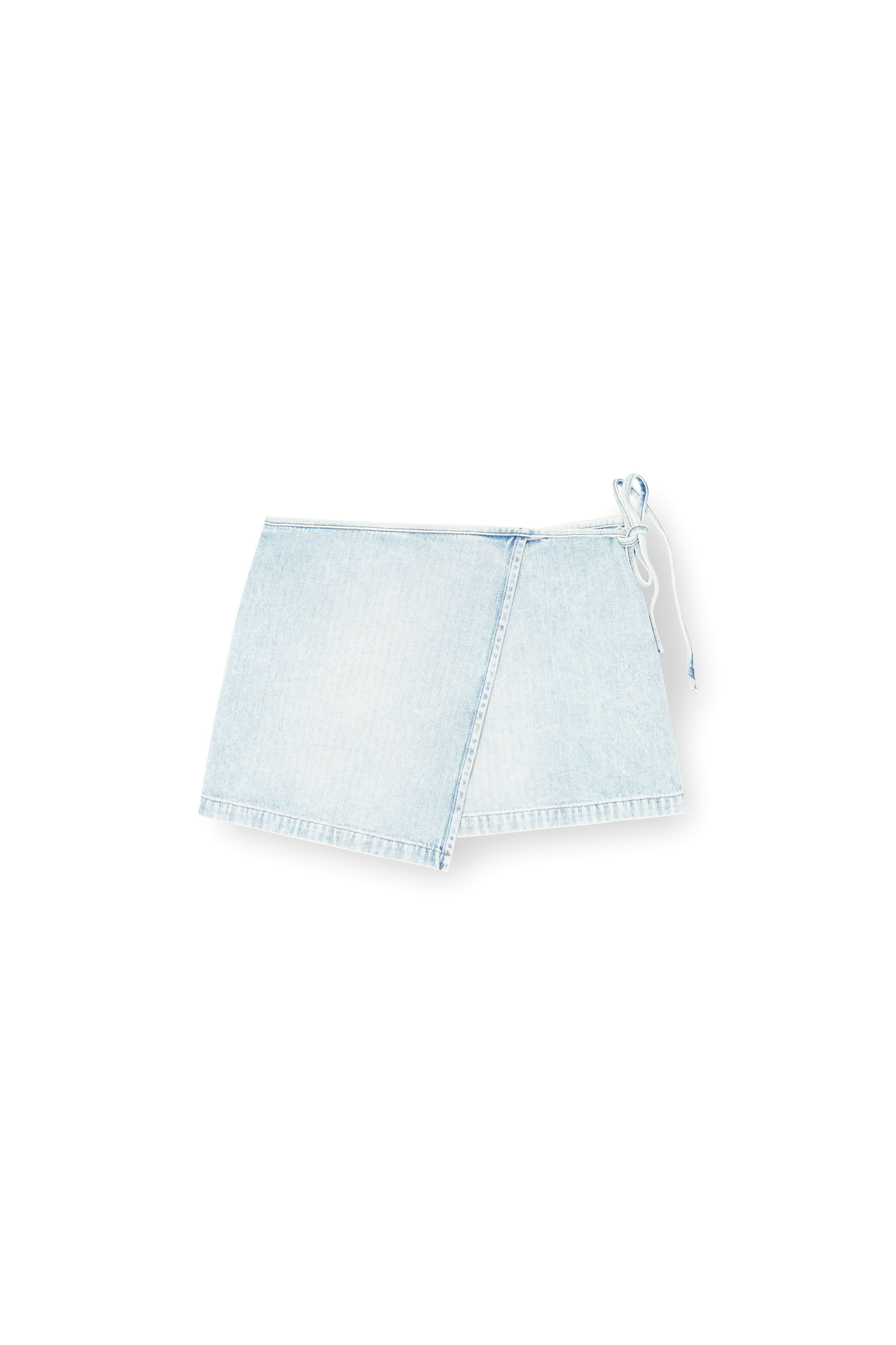 Diesel - DE-LEM-MINI, Damen Kurzer Wickel-Rock aus Fischgrät-Denim in Hellblau - 2