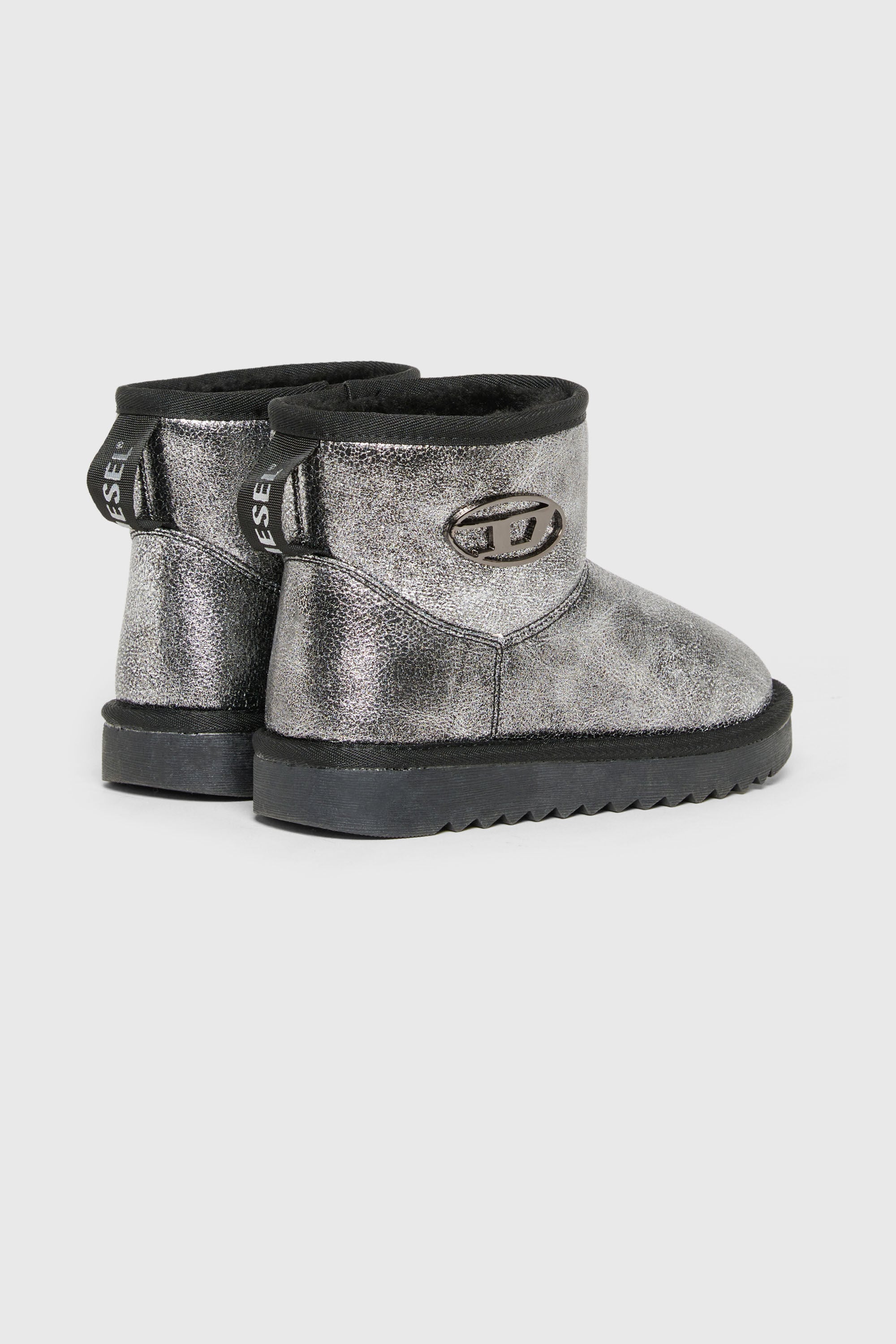 Diesel - D-DAATEN, Unisex D-Daaten - Metallische Stiefel mit Pl&uuml;schfutter in Silber - 3