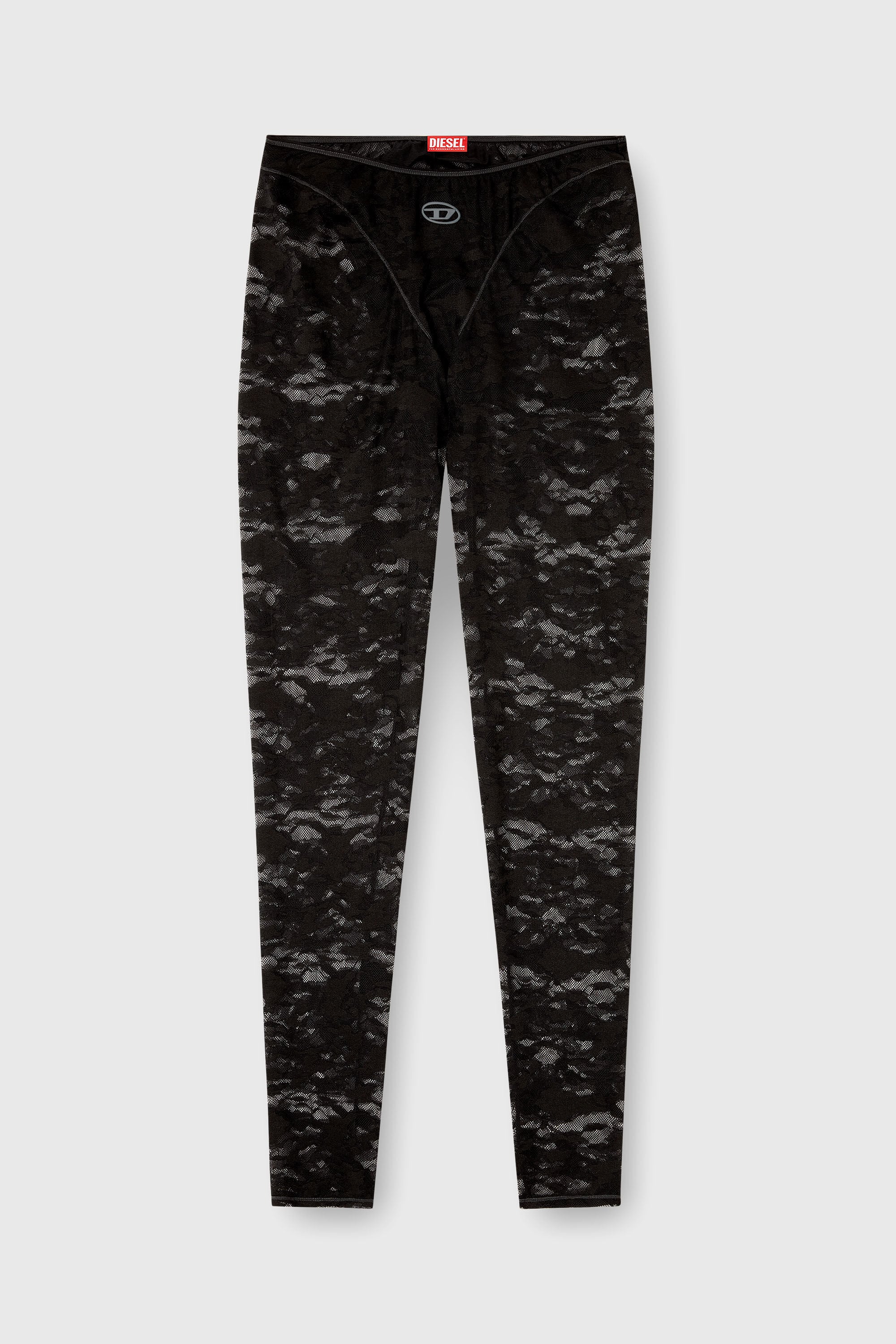 Diesel - CLAIRE-UTLT, Damen Leggings mit Camouflage-Spitze in Schwarz - 2