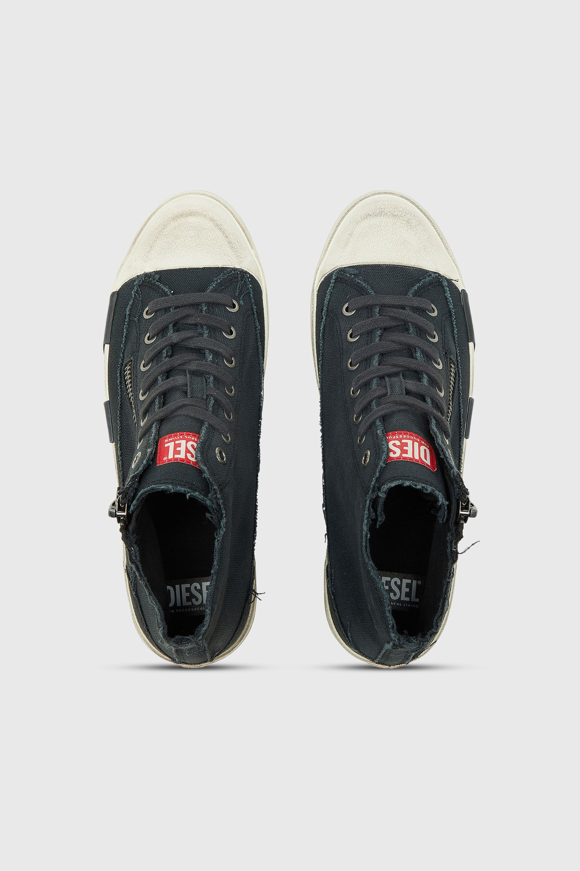Diesel - S-D-VERSE ZIP MID II, Herren S-D-Verse - Sneakers aus ausgefranstem Canvas mit D Logo in Schwarz - 4
