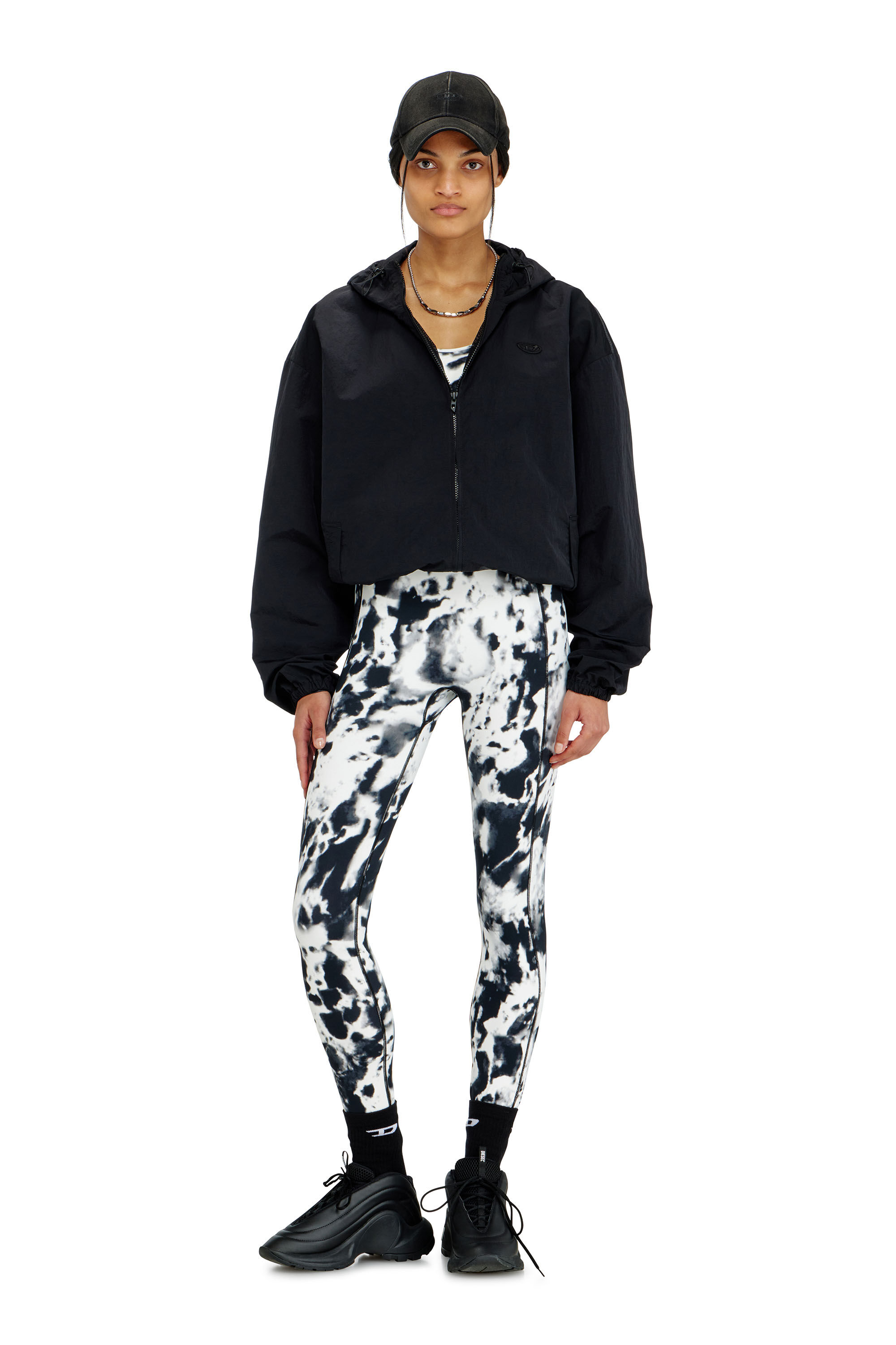 Diesel - ADELINE-D-POP, Woman's Leggings in printed microfibre in White/Black - 4