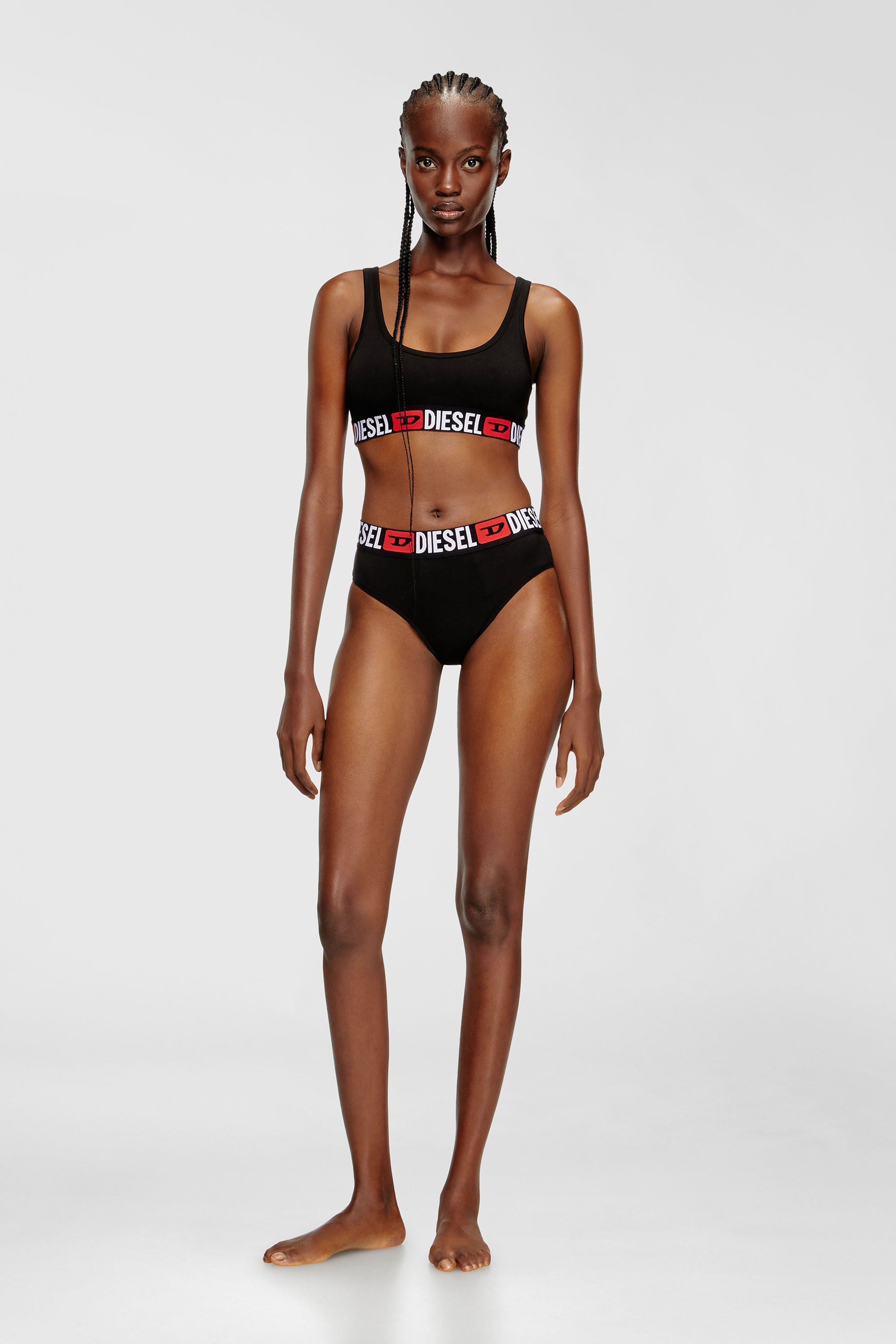 Diesel - UFSB-ORIBA, Damen Bralette mit Logoband in Schwarz - 1