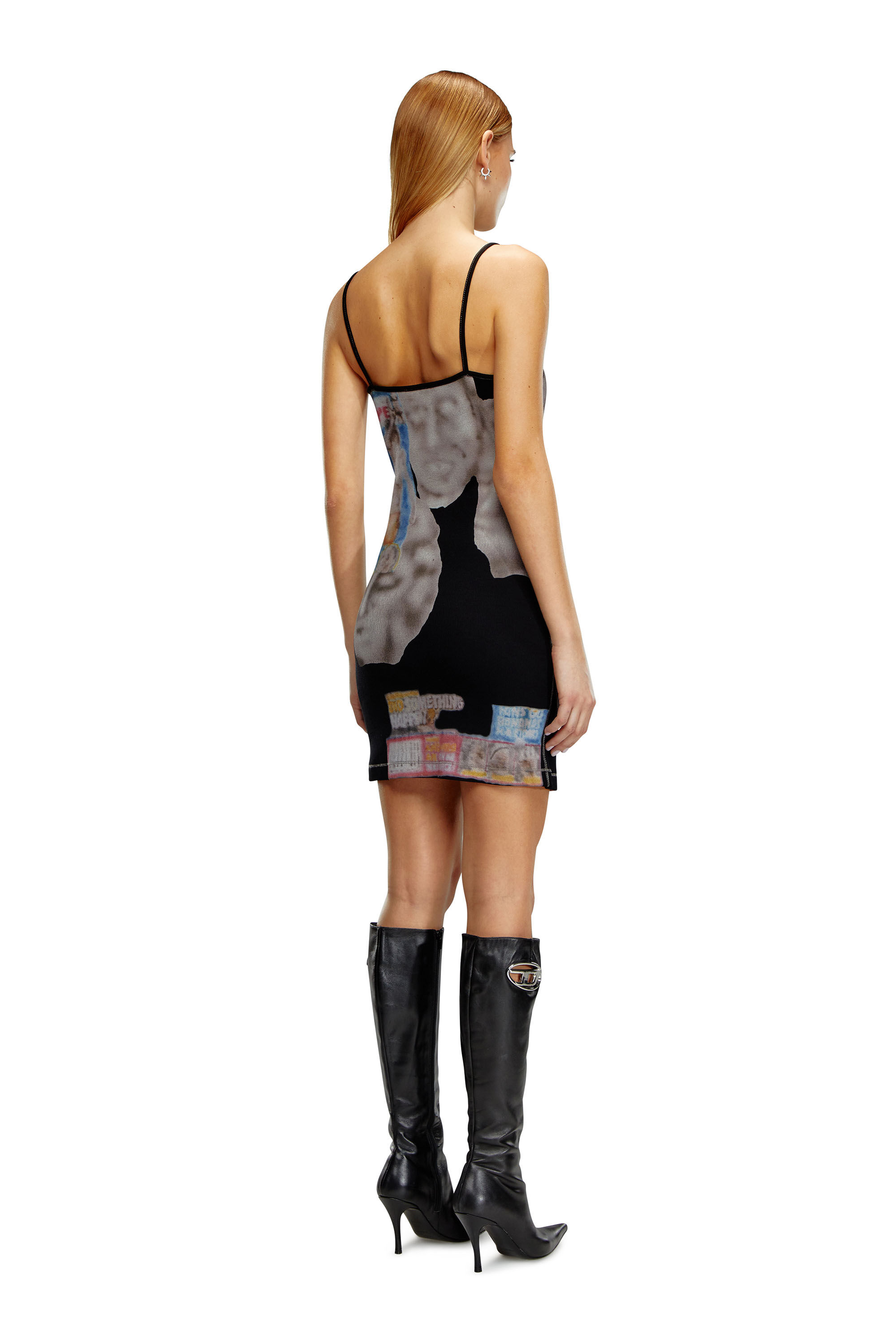 Diesel - D-HOPY-N1, Damen Kurzes Bodycon-Kleid mit Grafik-Prints in Schwarz - 3