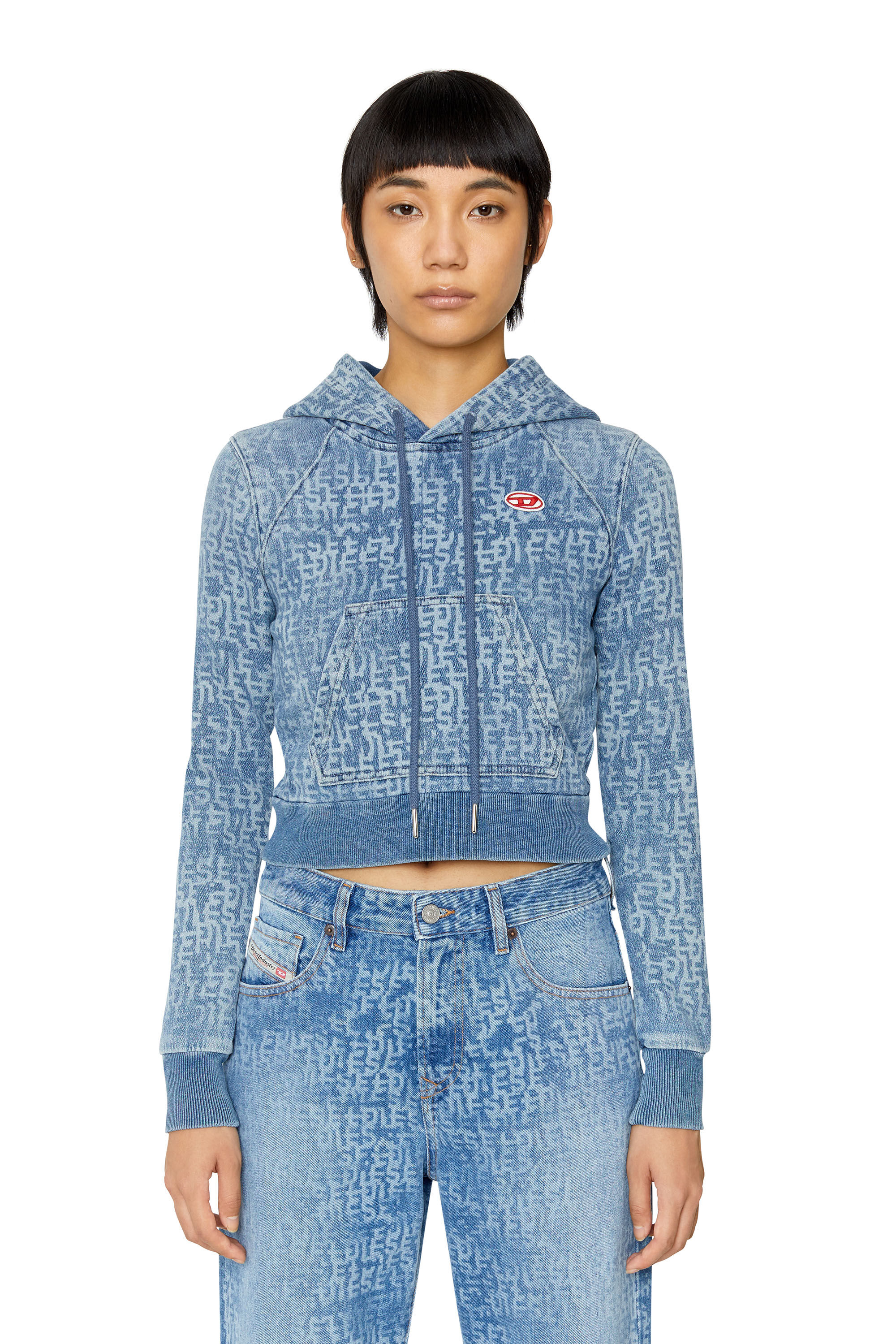 Diesel - D-ANGY TRACK DENIM HOODIE, Hellblau - Image 3