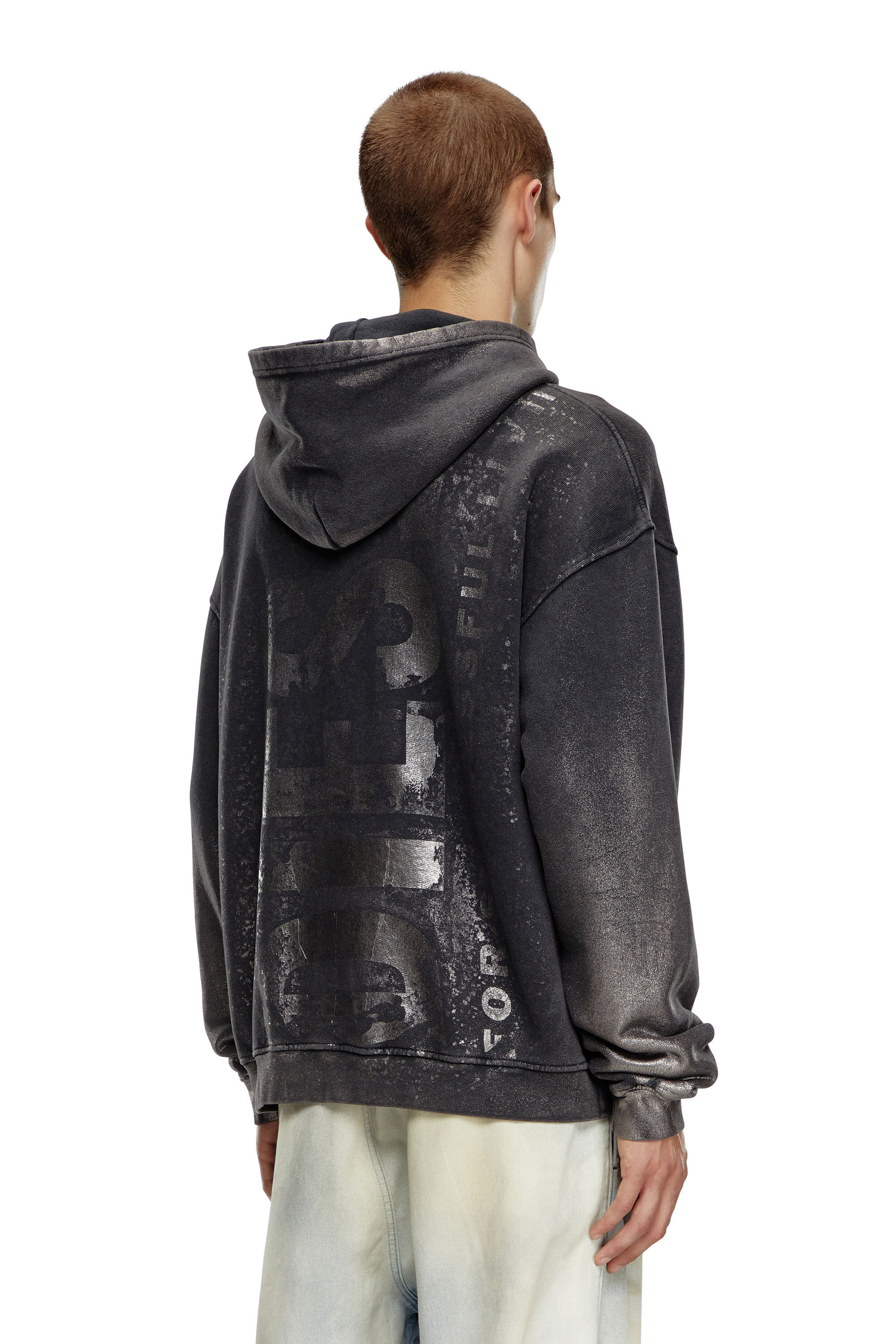 Diesel - S-BOXT-HOOD-Q6, Herren Metallic-Hoodie mit Logo in Schwarz - 4