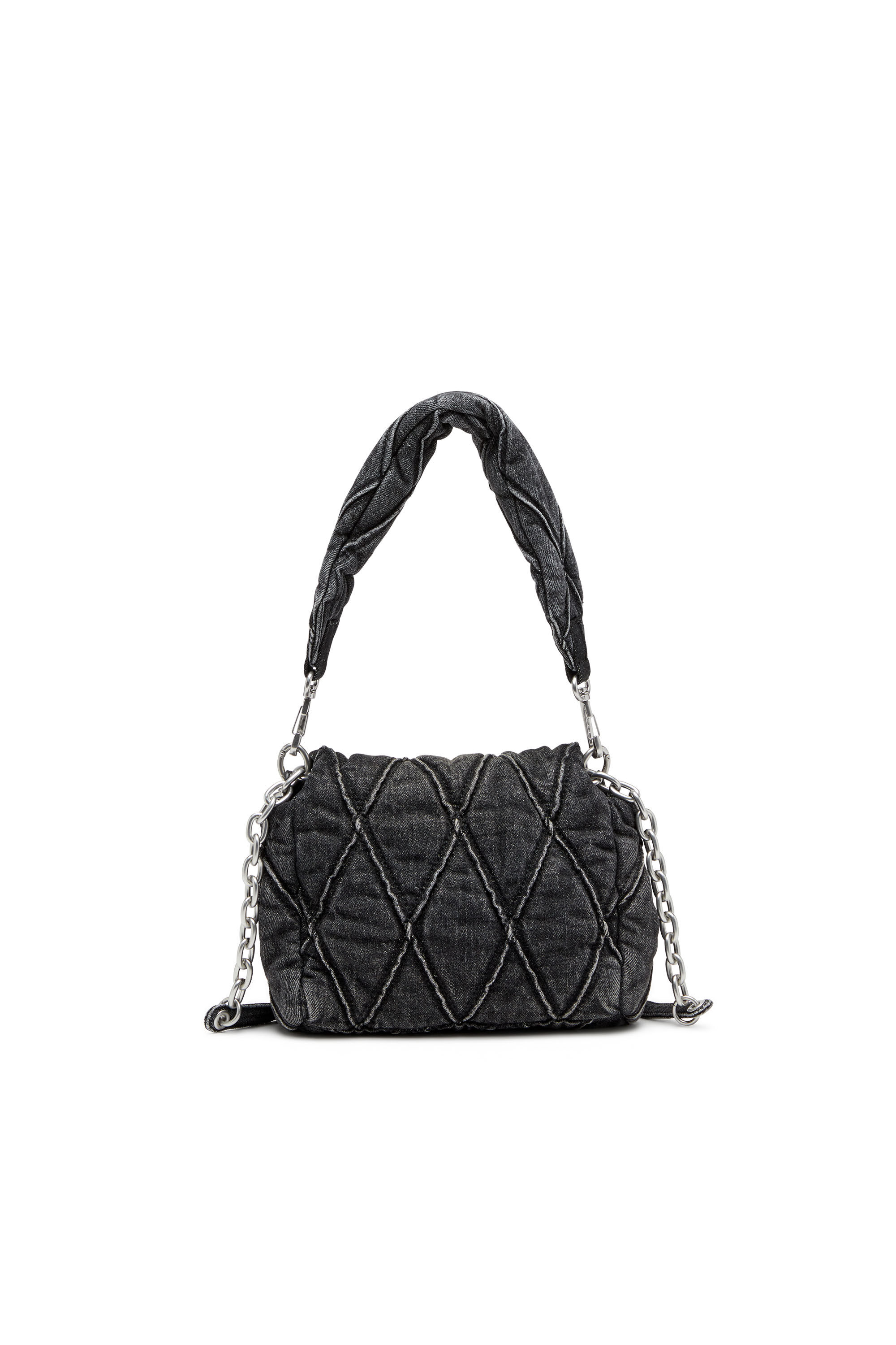 Diesel - CHARM-D SHOULDER S, Damen Charm-D S-Kleine Schultertasche aus Steppdenim in Schwarz - 3