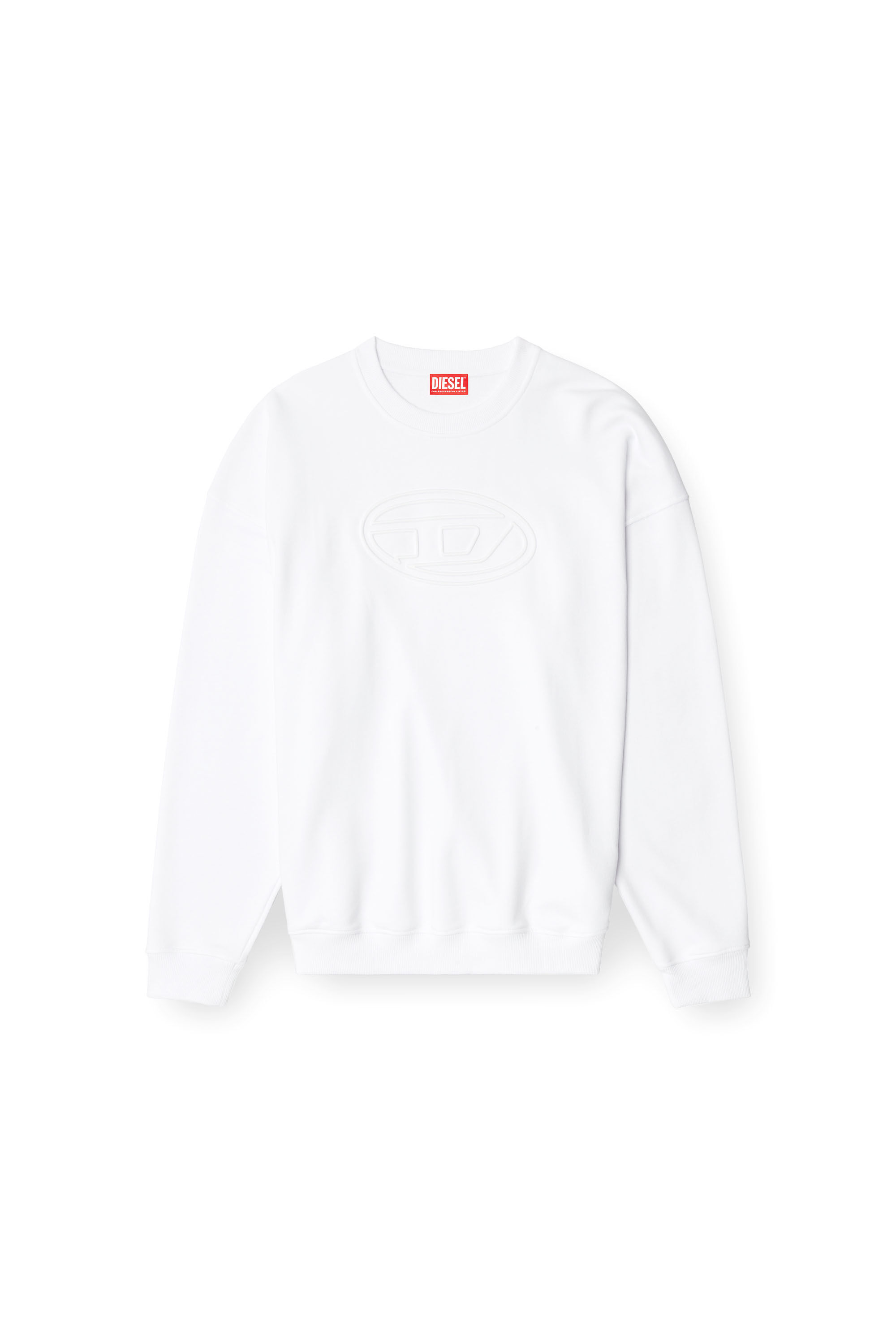 Diesel - S-MART-BIGOVAL, Herren Sweatshirt mit Oval D-Prägung in Weiß - 2
