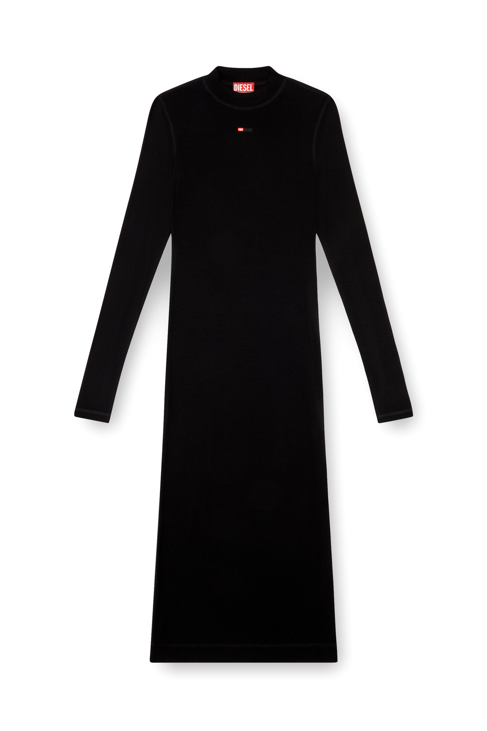 Diesel - D-MOKKY-LS-MICRODIV, Damen Midi-Kleid mit Stehkragen in Schwarz - 2