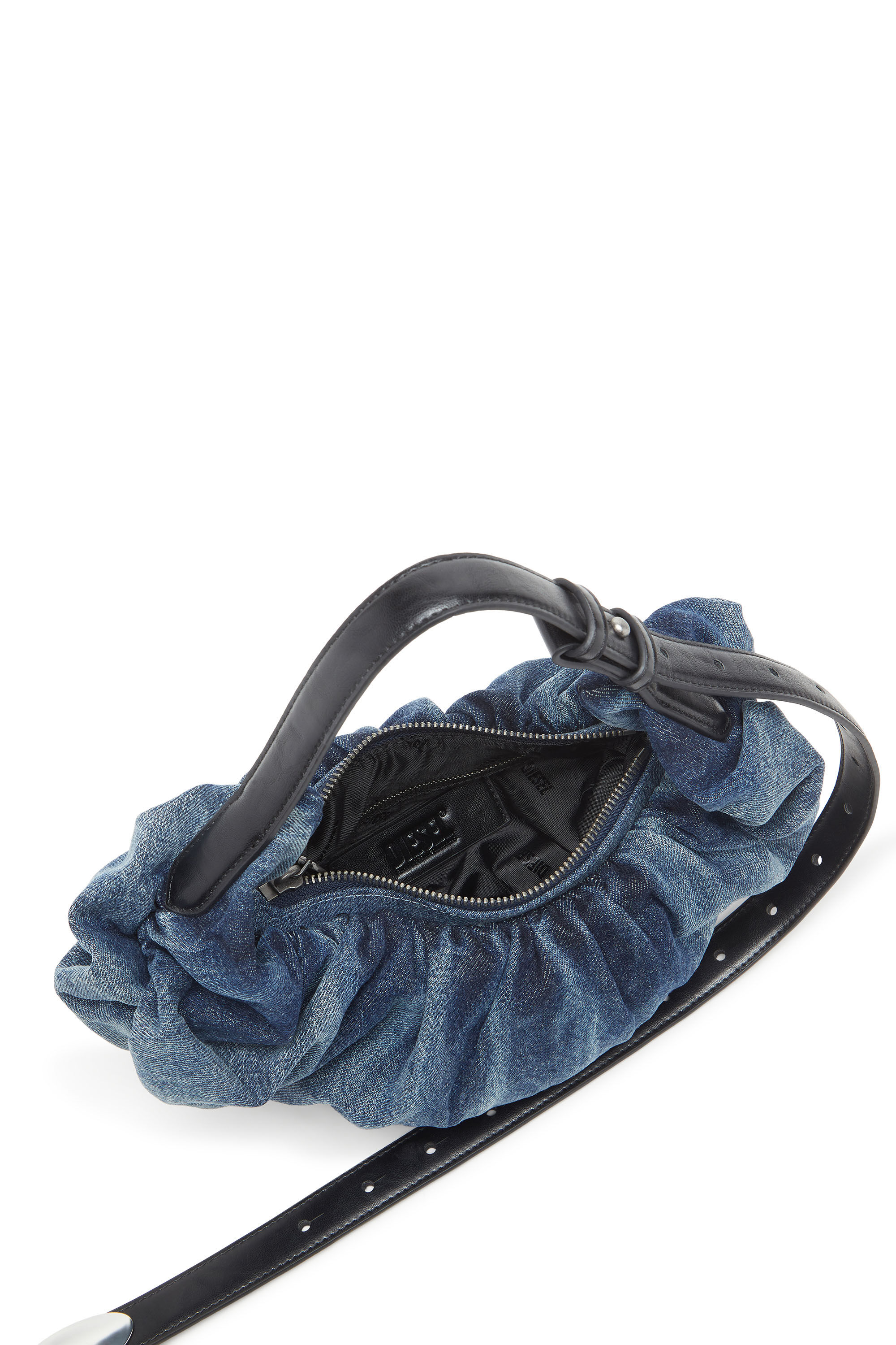 Diesel - GRAB-D HOBO S, Damen Grab-D S-Kleine, geknitterte Hobo-Tasche aus behandeltem Denim in Mittelblau - 3