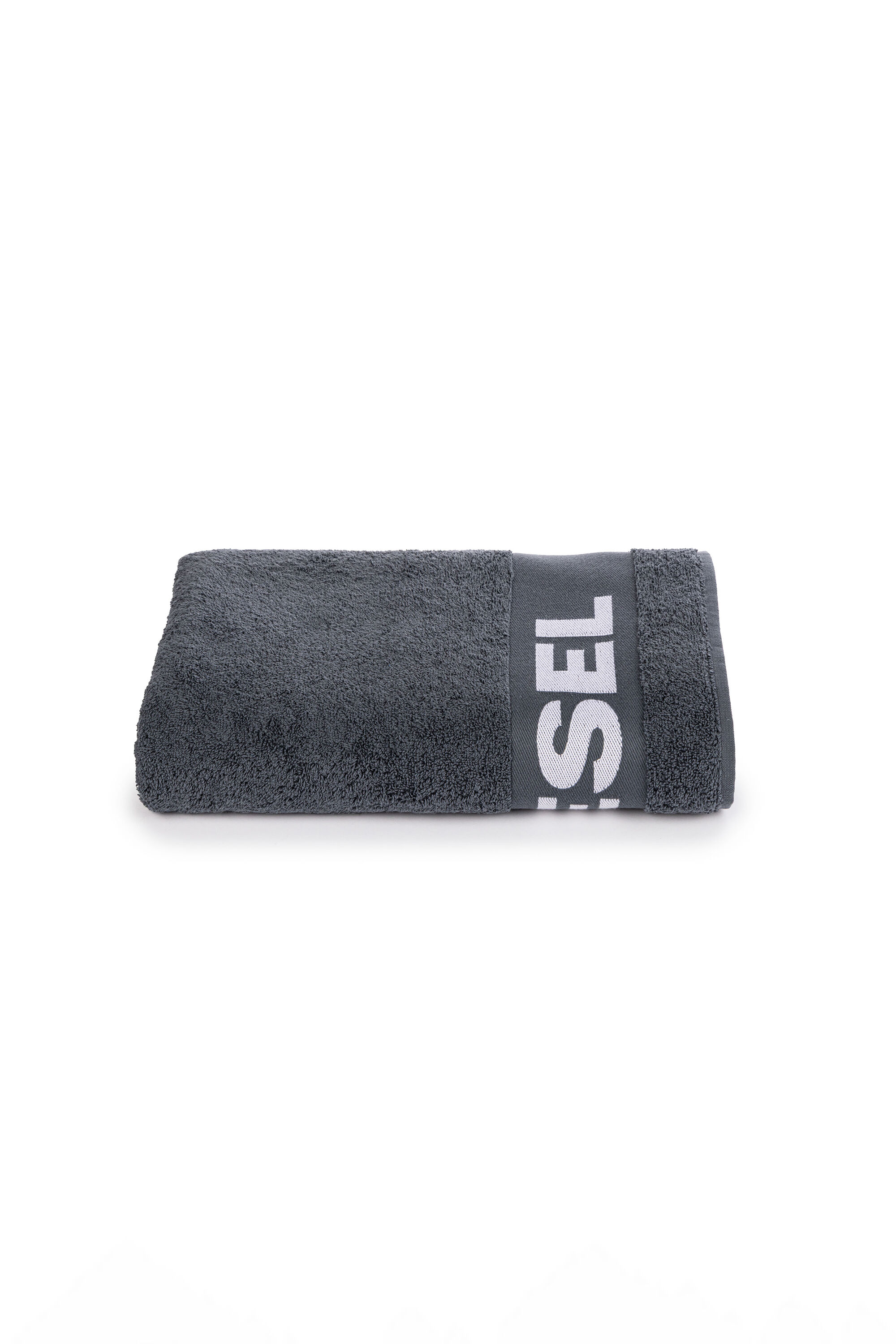 Diesel - 1015211 LOGO-COTTON TOWEL 100X180 GREY, Unisex Tuch aus Baumwoll-Frottee mit Logo in Dunkelgrau - 1