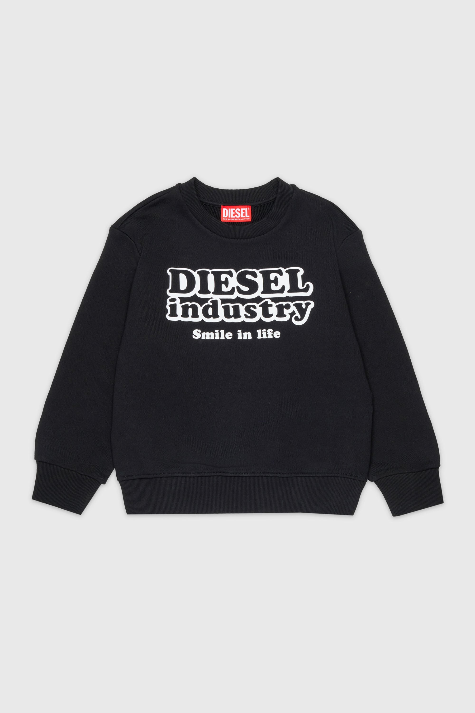 Diesel - SLODIM OVER, Herren Sweatshirt mit Diesel Industry Print in Schwarz - 1