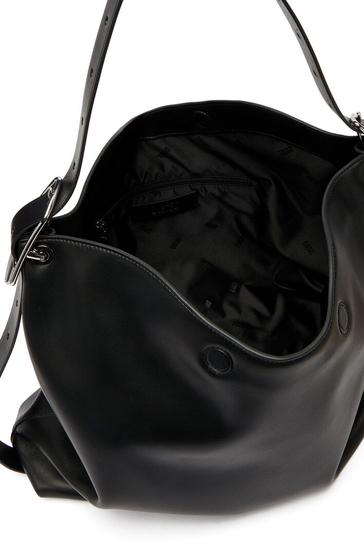 Diesel - D-LINE HOBO L, Damen D-Line-Leder Hobo-Tasche in Schwarz - 5