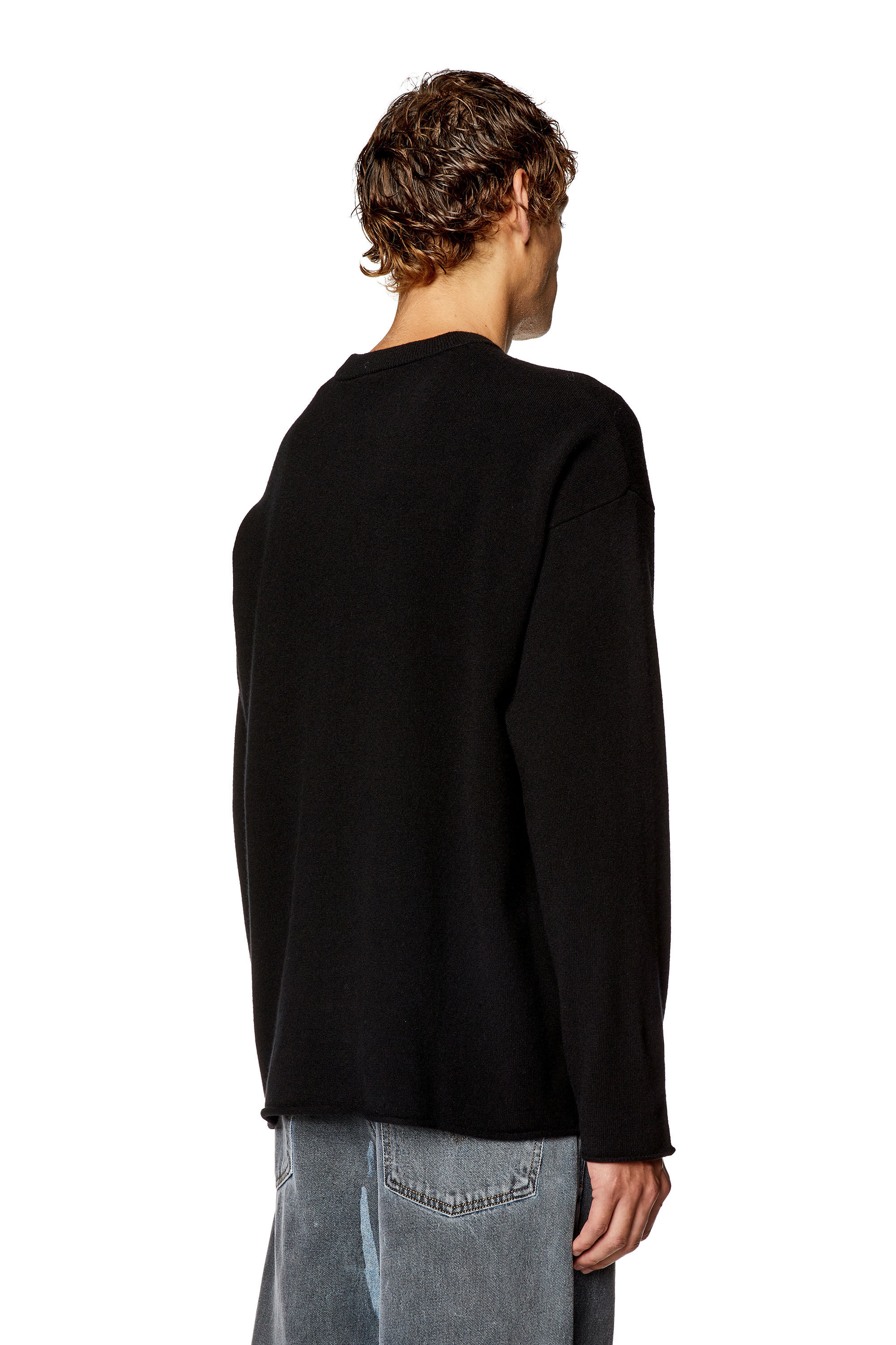 Diesel - K-FLOYD, Herren Pullover aus Wolle mit Peel-Off-Super-Logo in Schwarz - 3