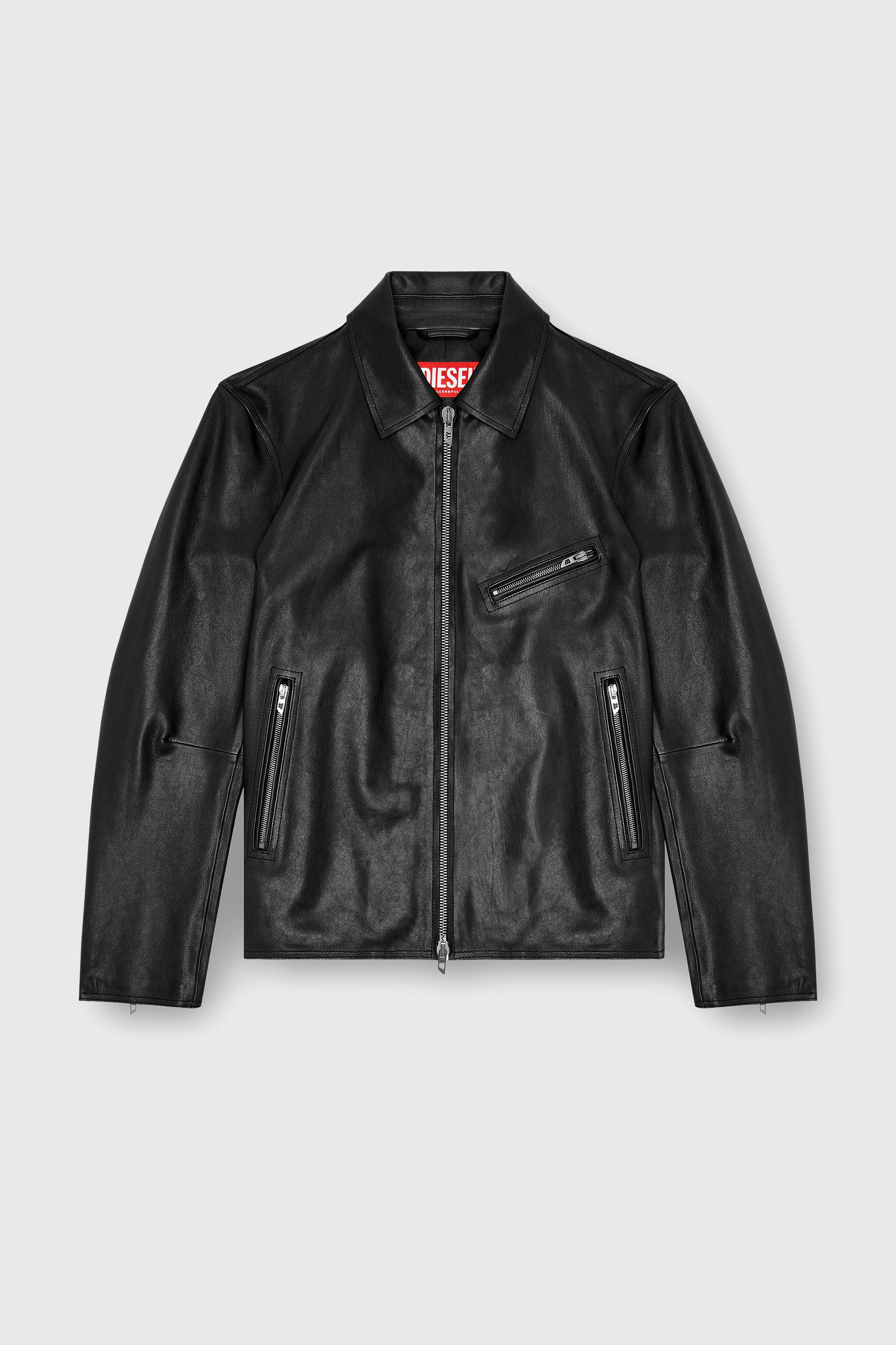 Diesel - L-KORN-A, Herren Jacke aus Leder mit Oval D-Pr&auml;gung in Schwarz - 2