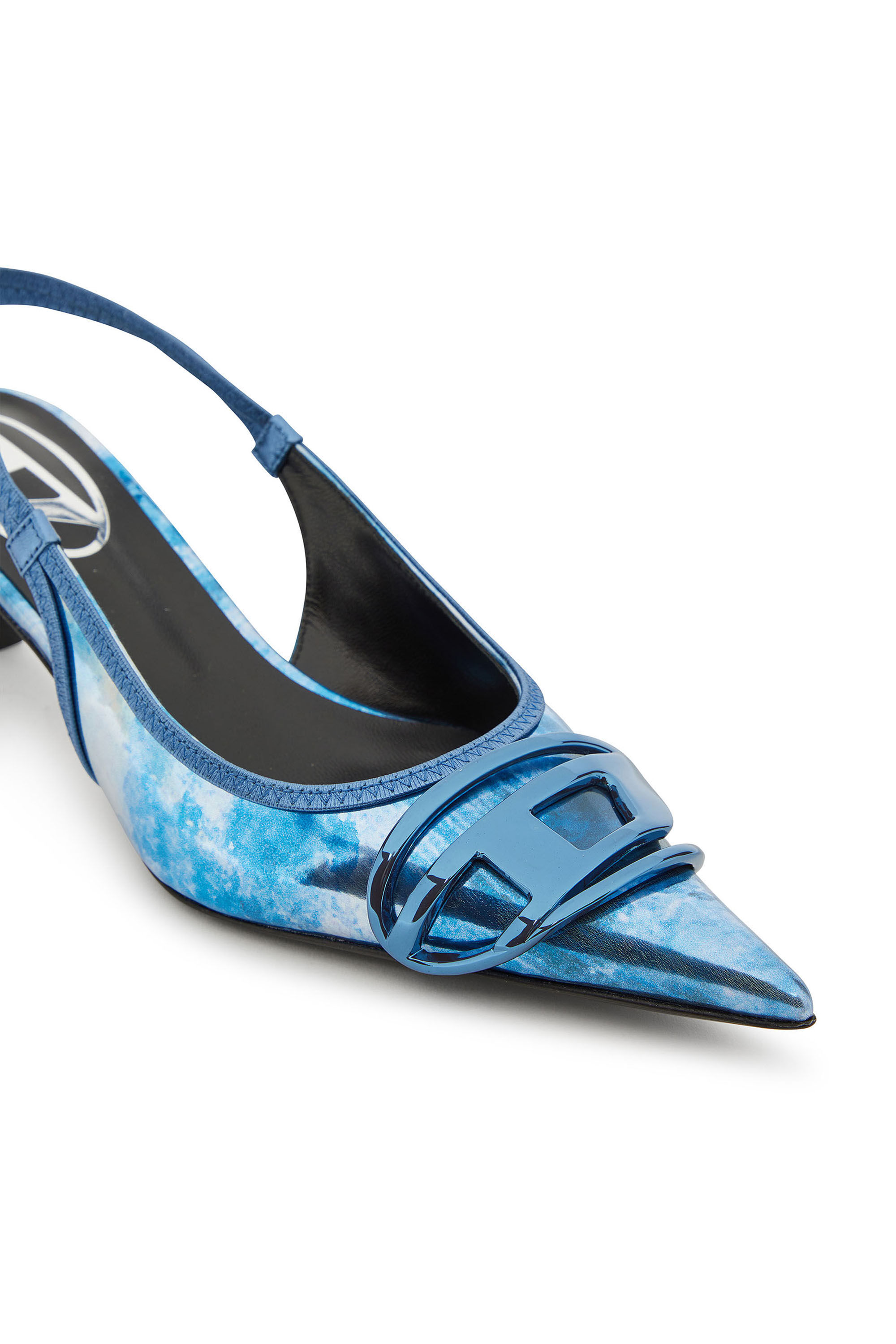 Diesel - D-VENUS SB 40, Damen Zweifarbige Metallic-Slingback-Pumps in Blau - 5