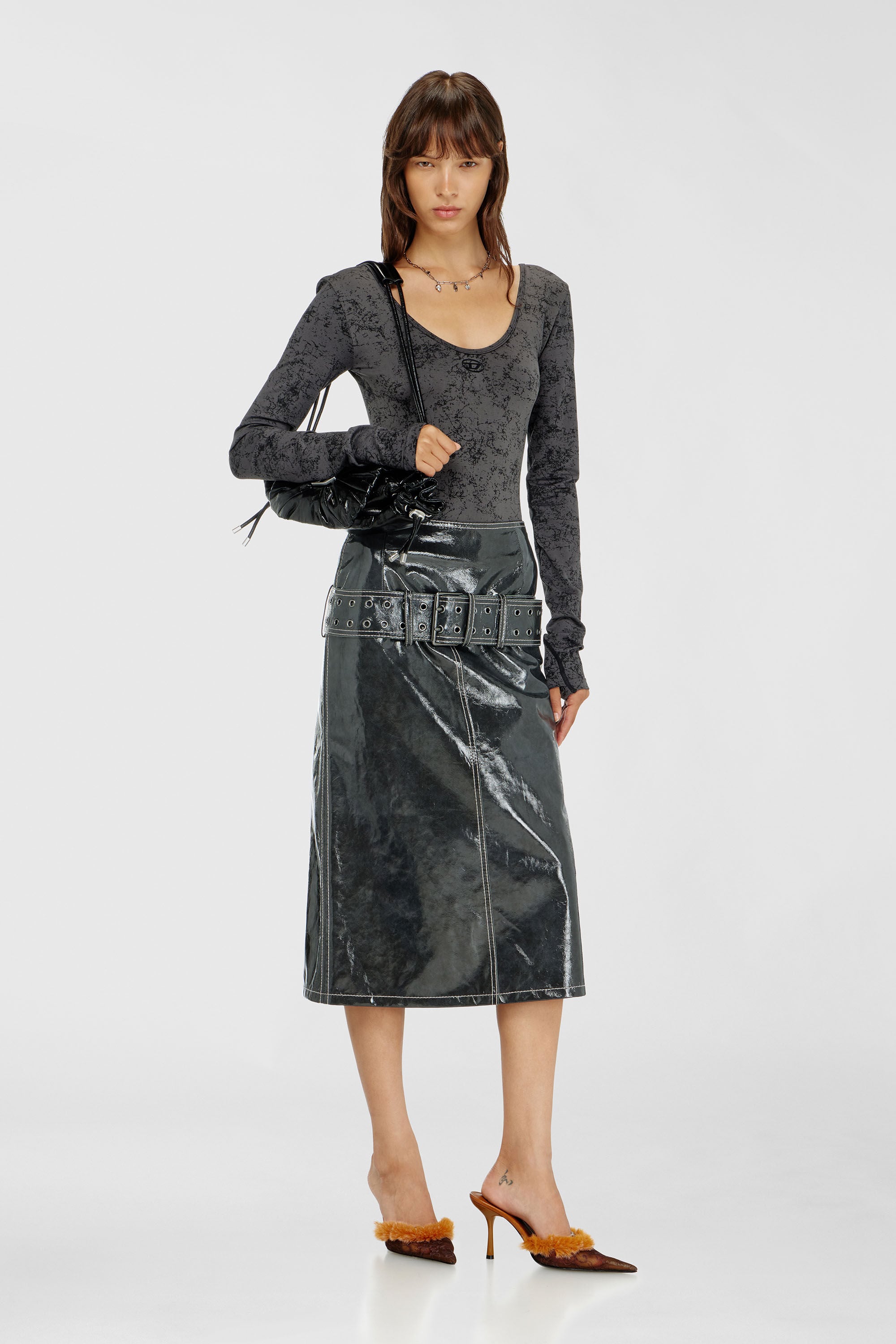 Diesel - IONNA-UTLT, Damen R&uuml;ckenfreier Bodysuit mit utility-print in Schwarz - 6