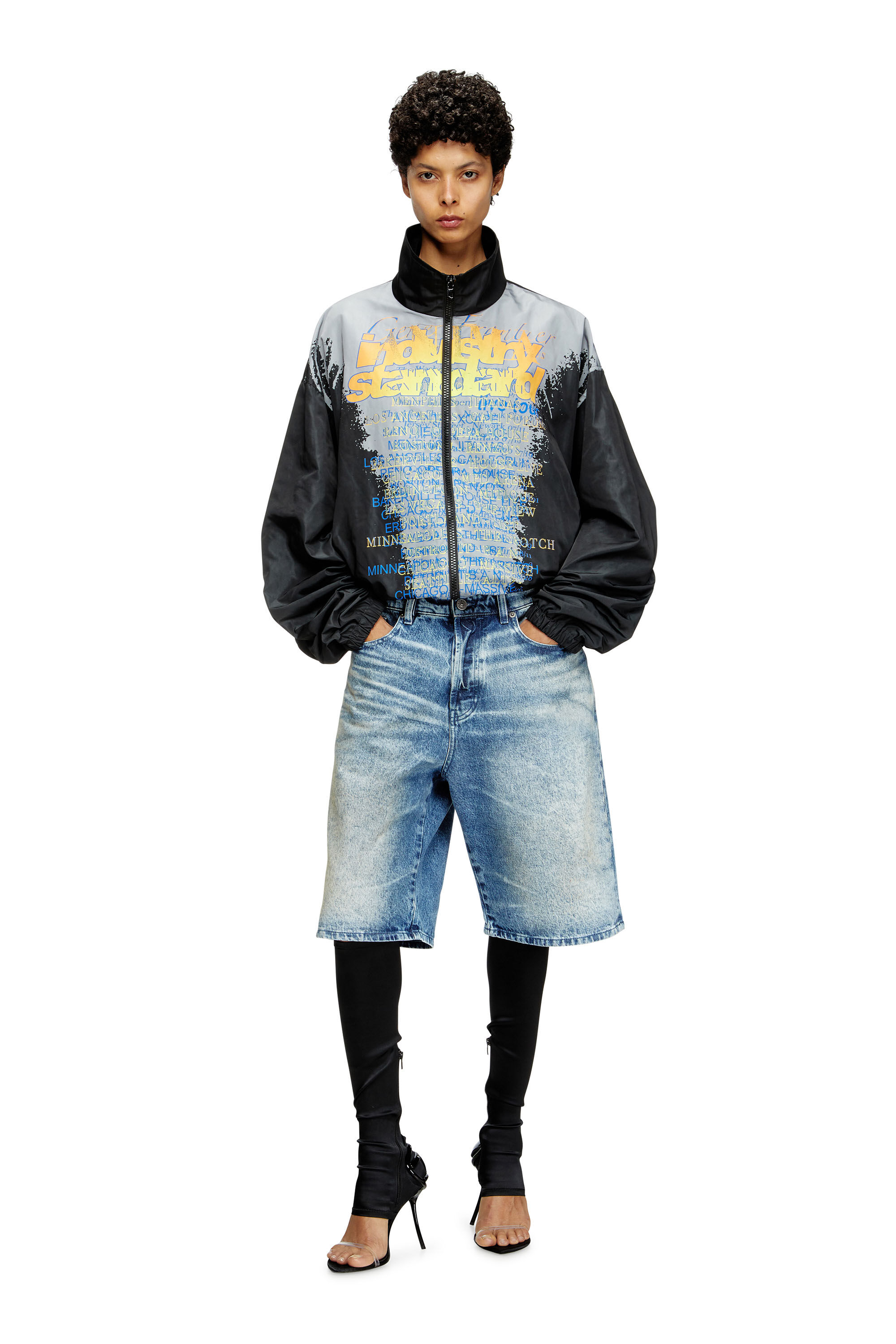 Diesel - J-ERIK, Unisex Tech-Jacke aus Jersey mit Text-Print in Schwarz - 7